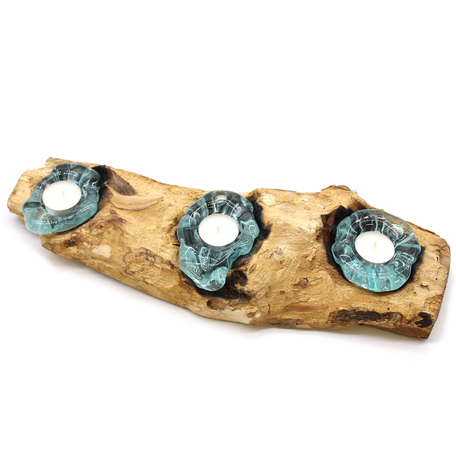 Molten Glass Triple Tea Light Holder