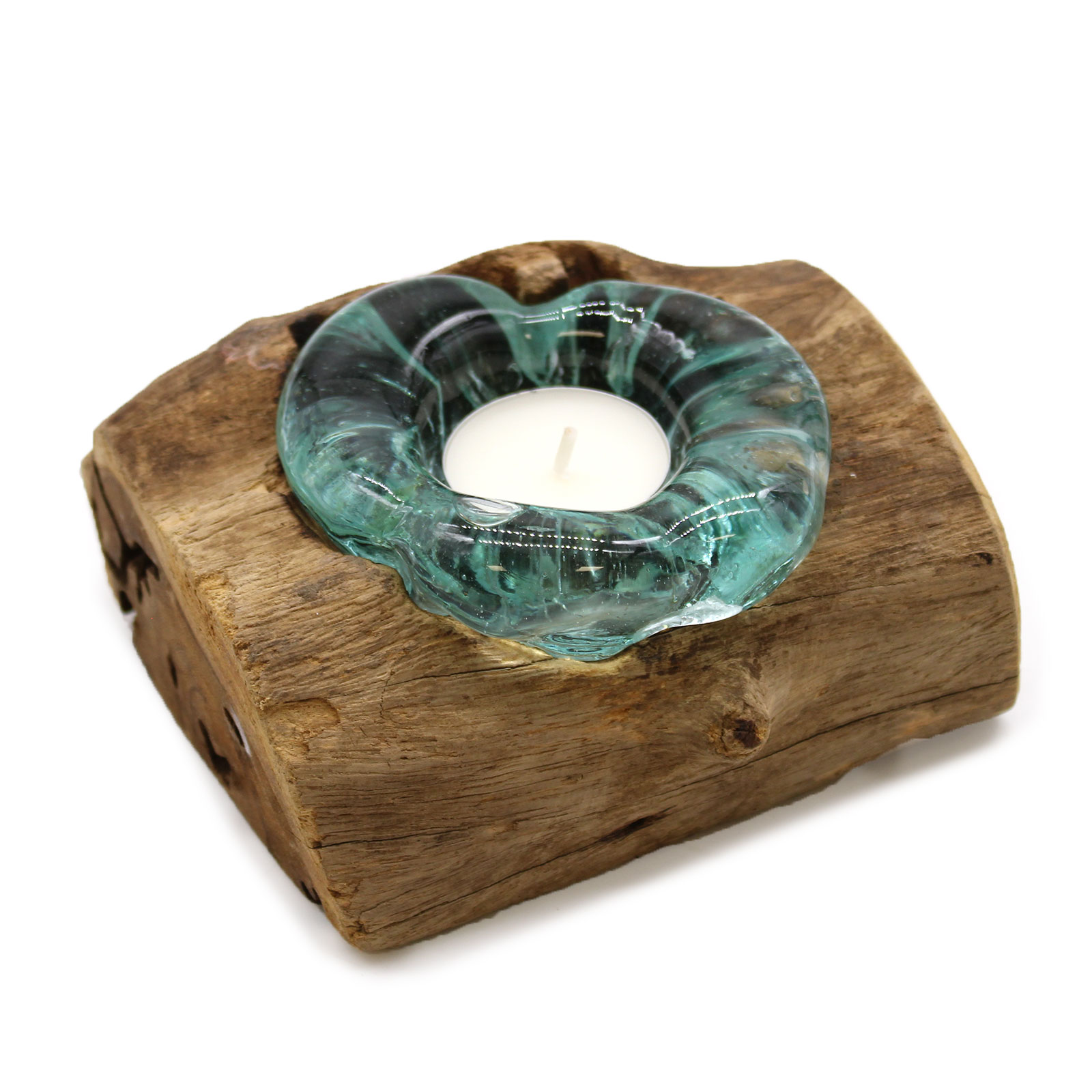 Single Molten Glass Tea Light Holder