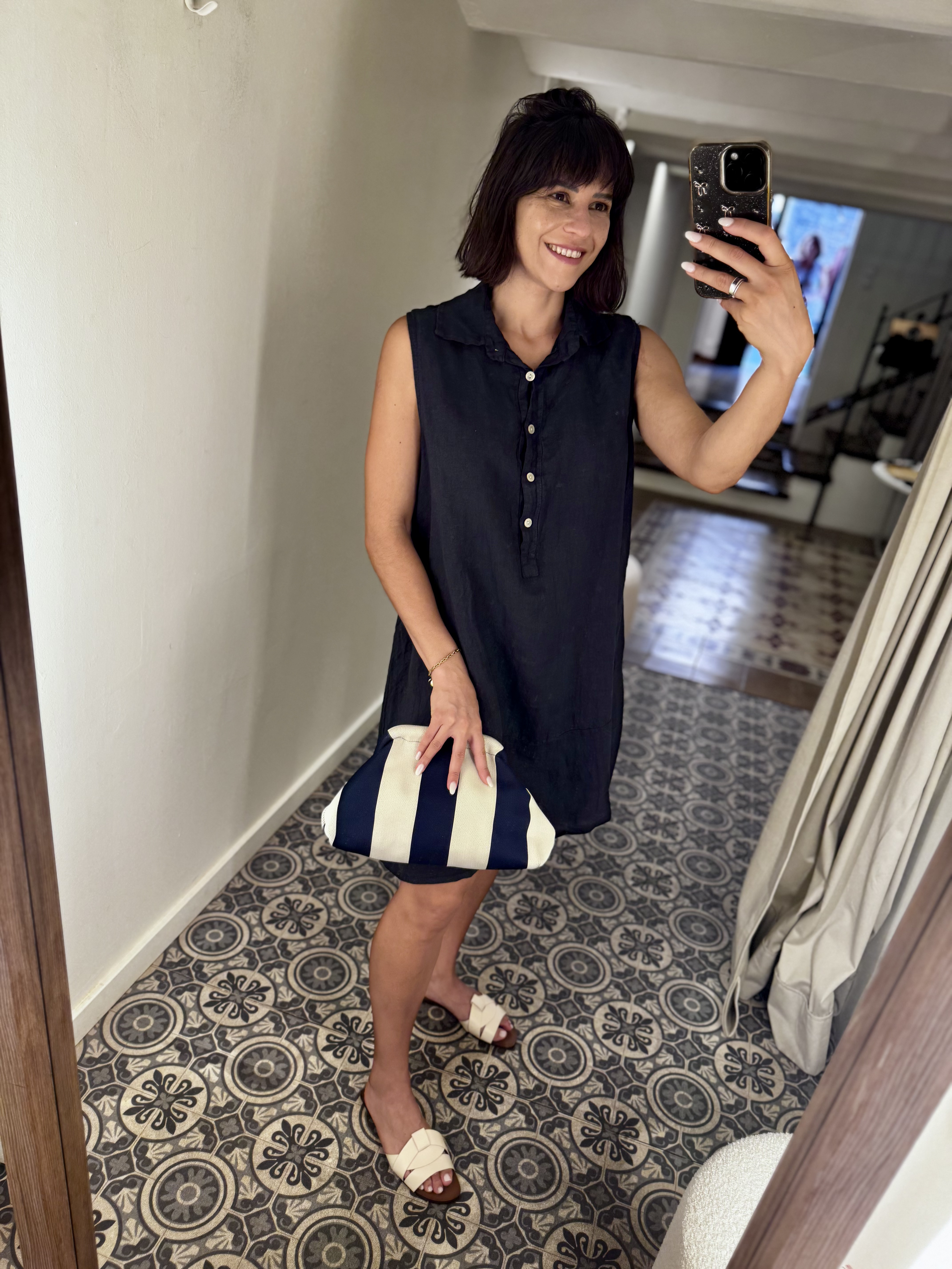 Vestido lino camisero sin mangas