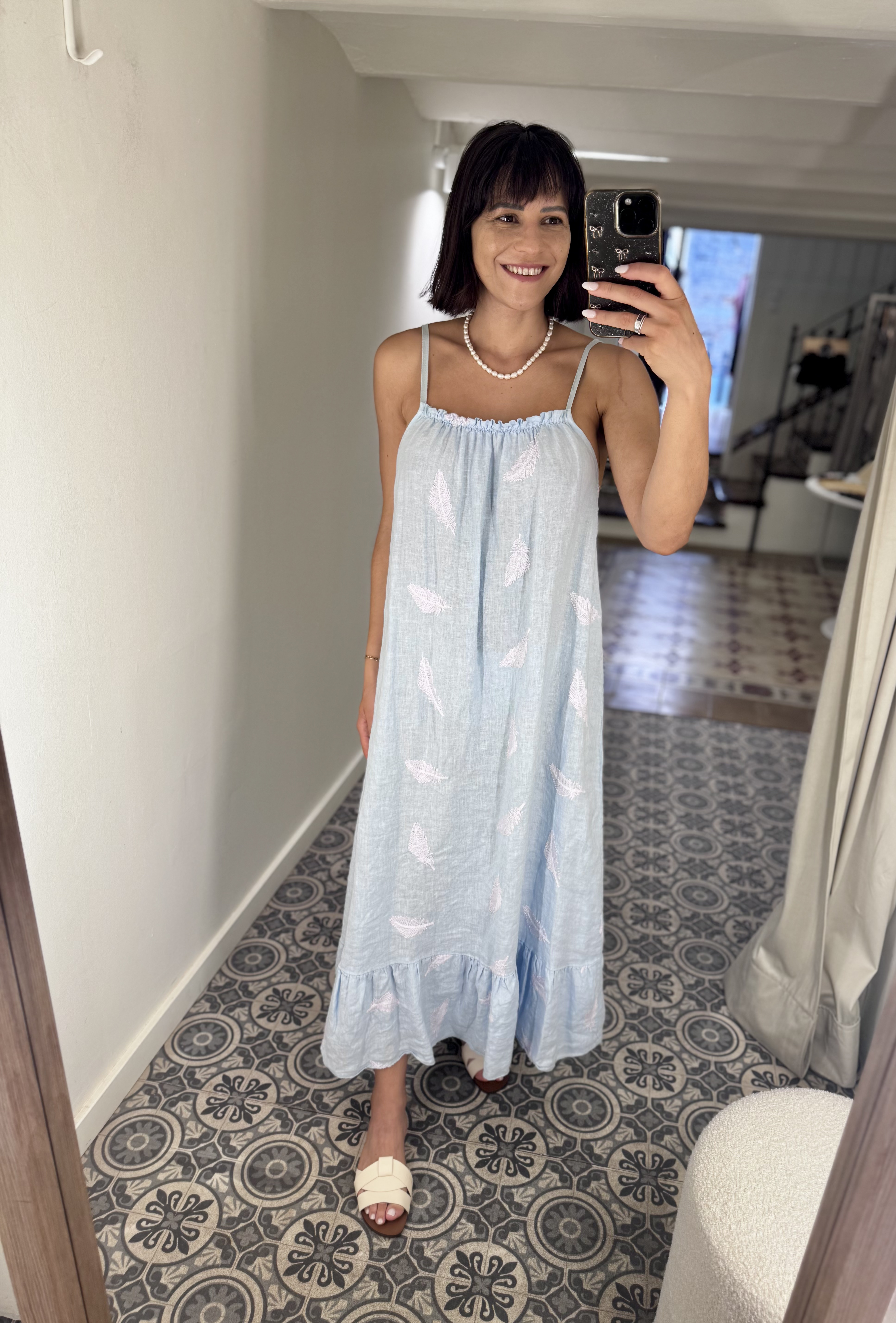 Vestido lino bordado