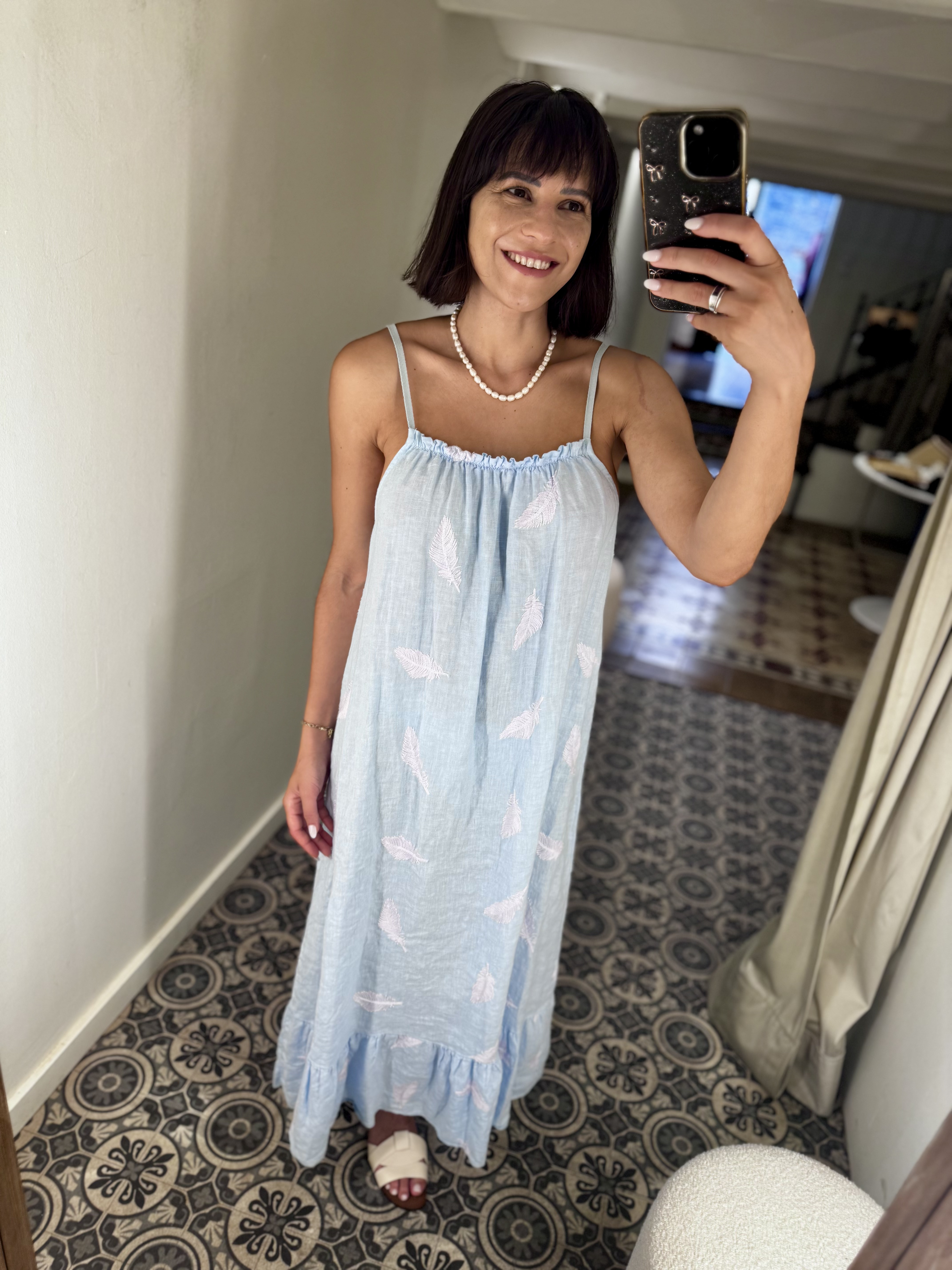 Vestido lino bordado