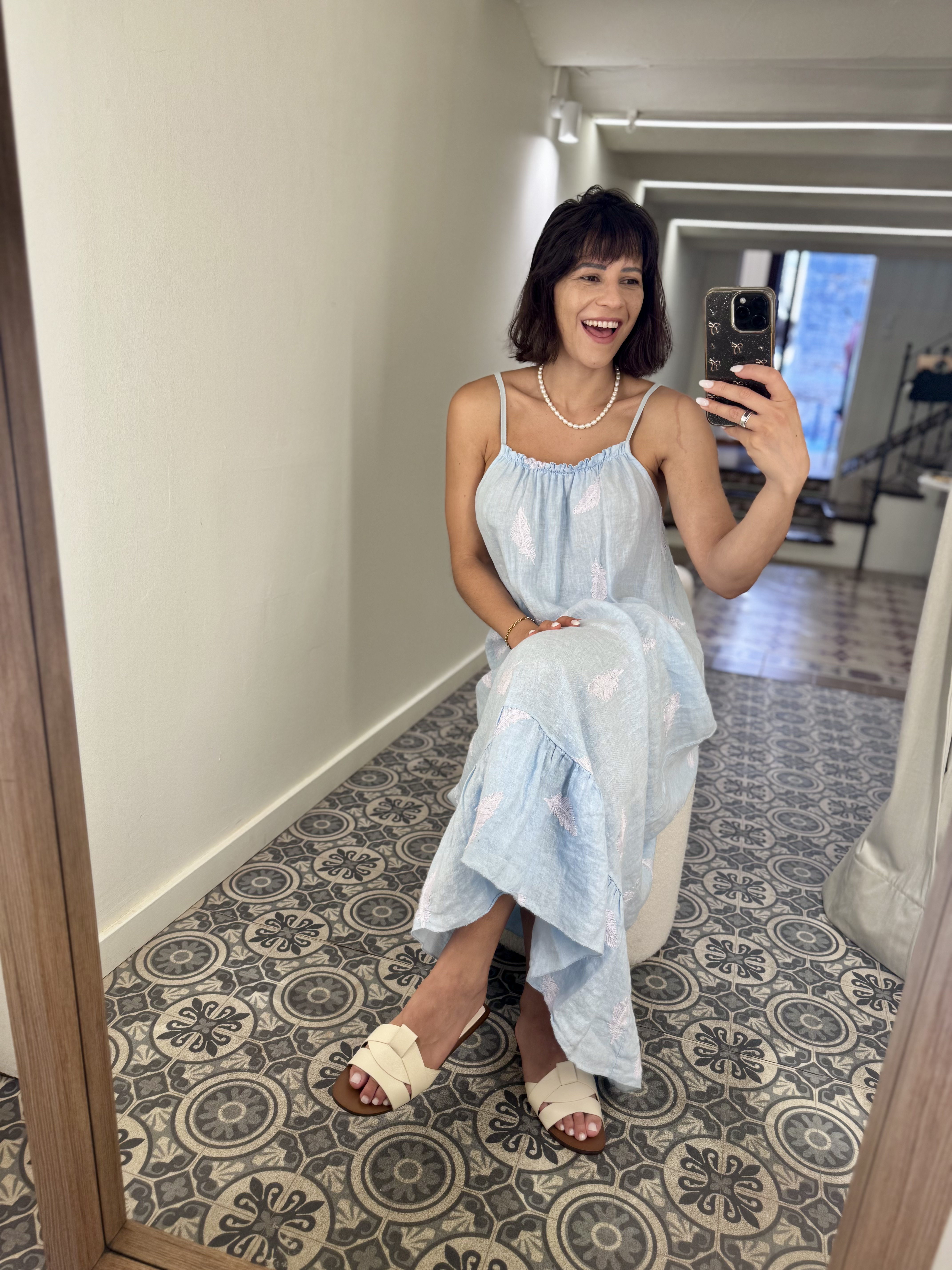 Vestido lino bordado
