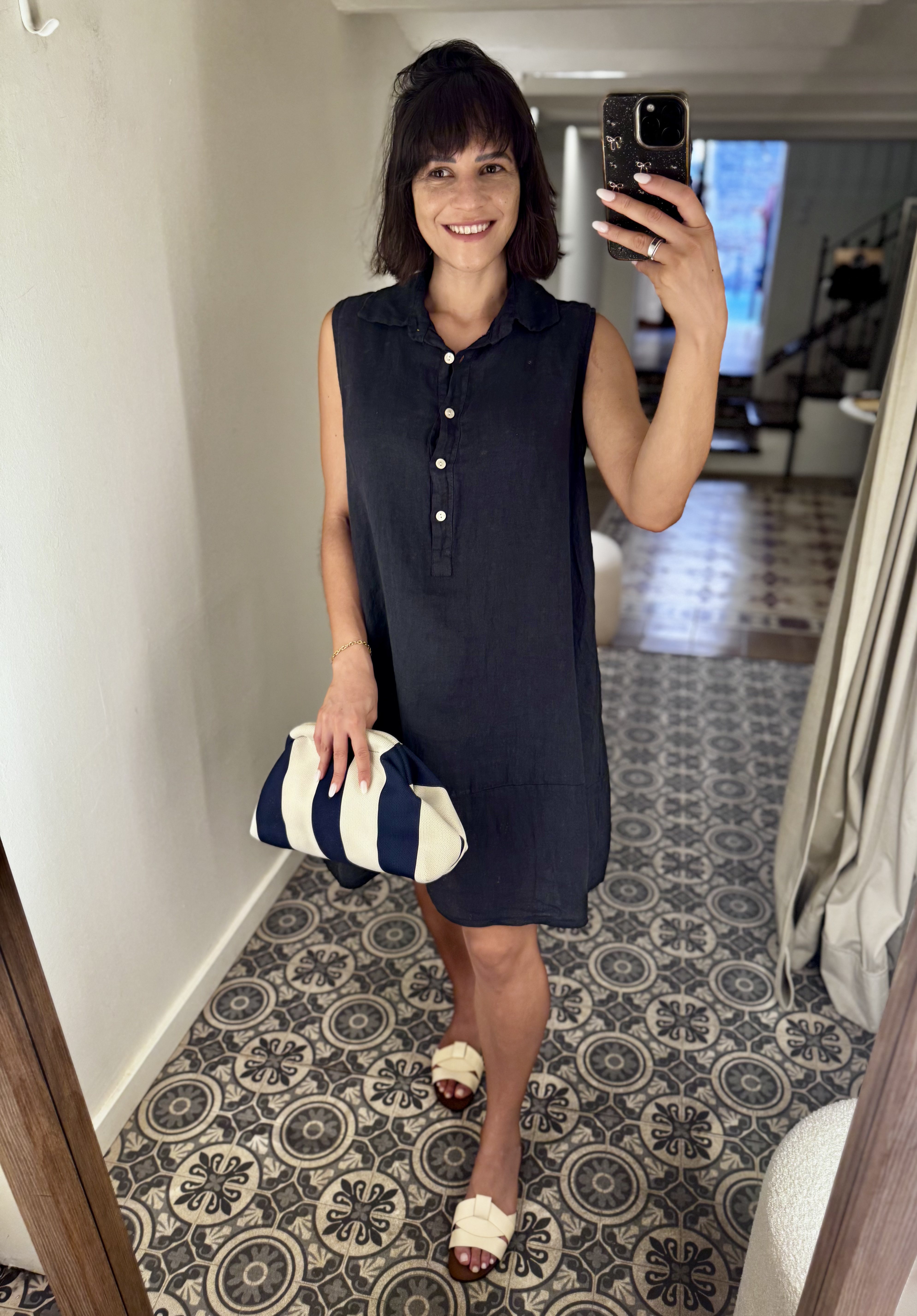 Vestido lino camisero sin mangas