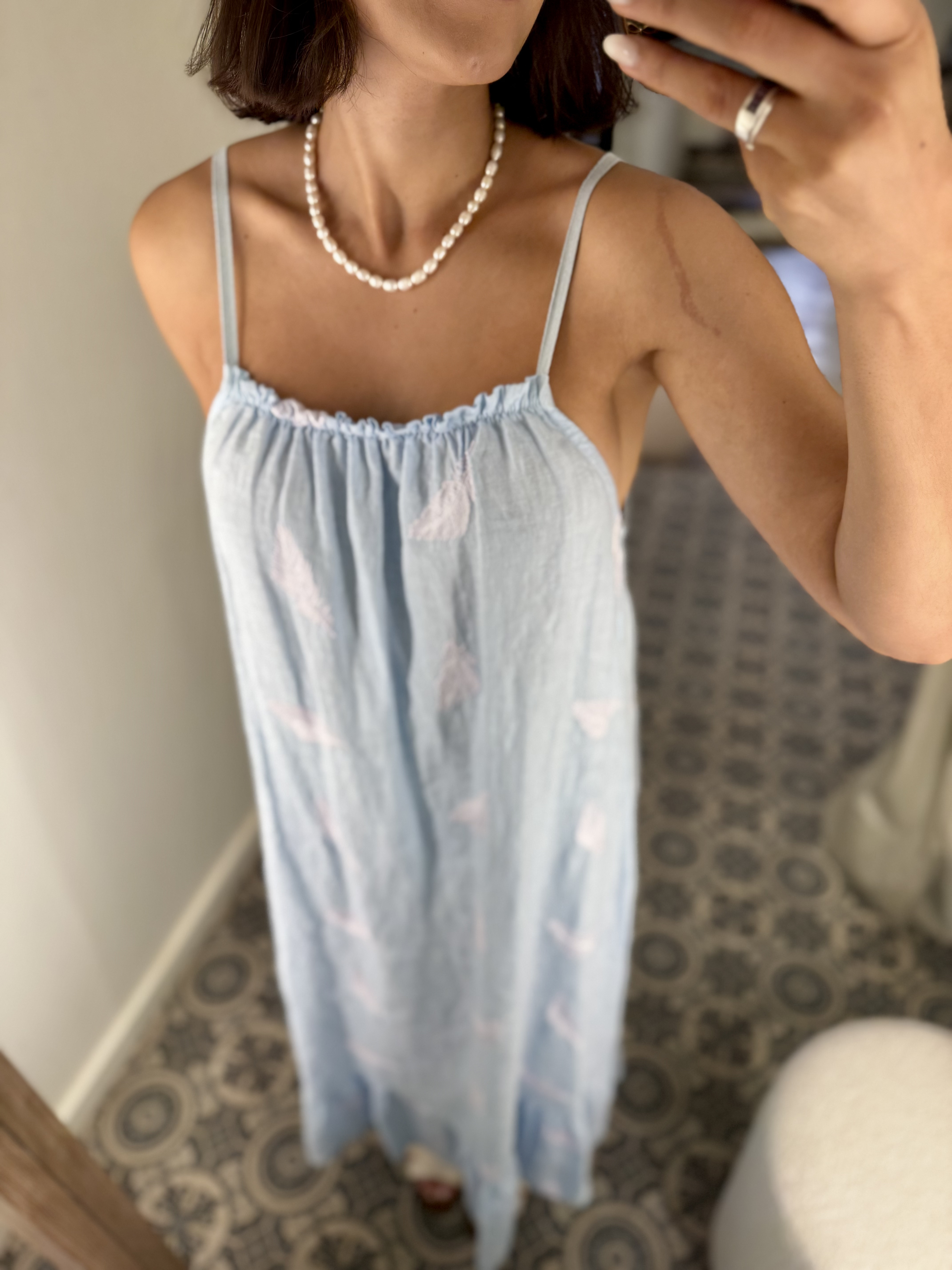 Vestido lino bordado