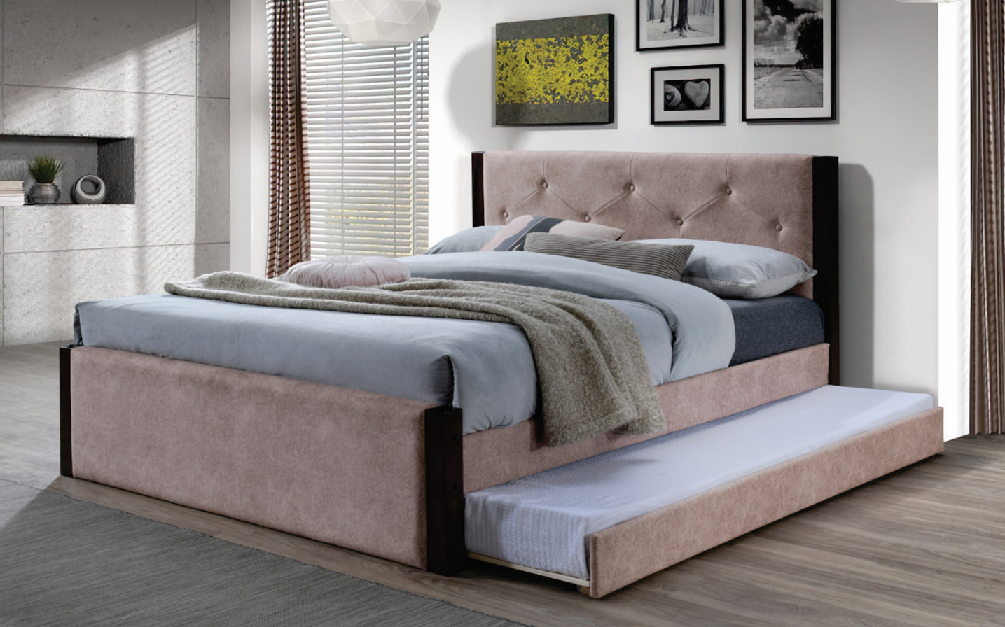 GEORGE - Modern Upholstered Bed with Pull-Out Trundle