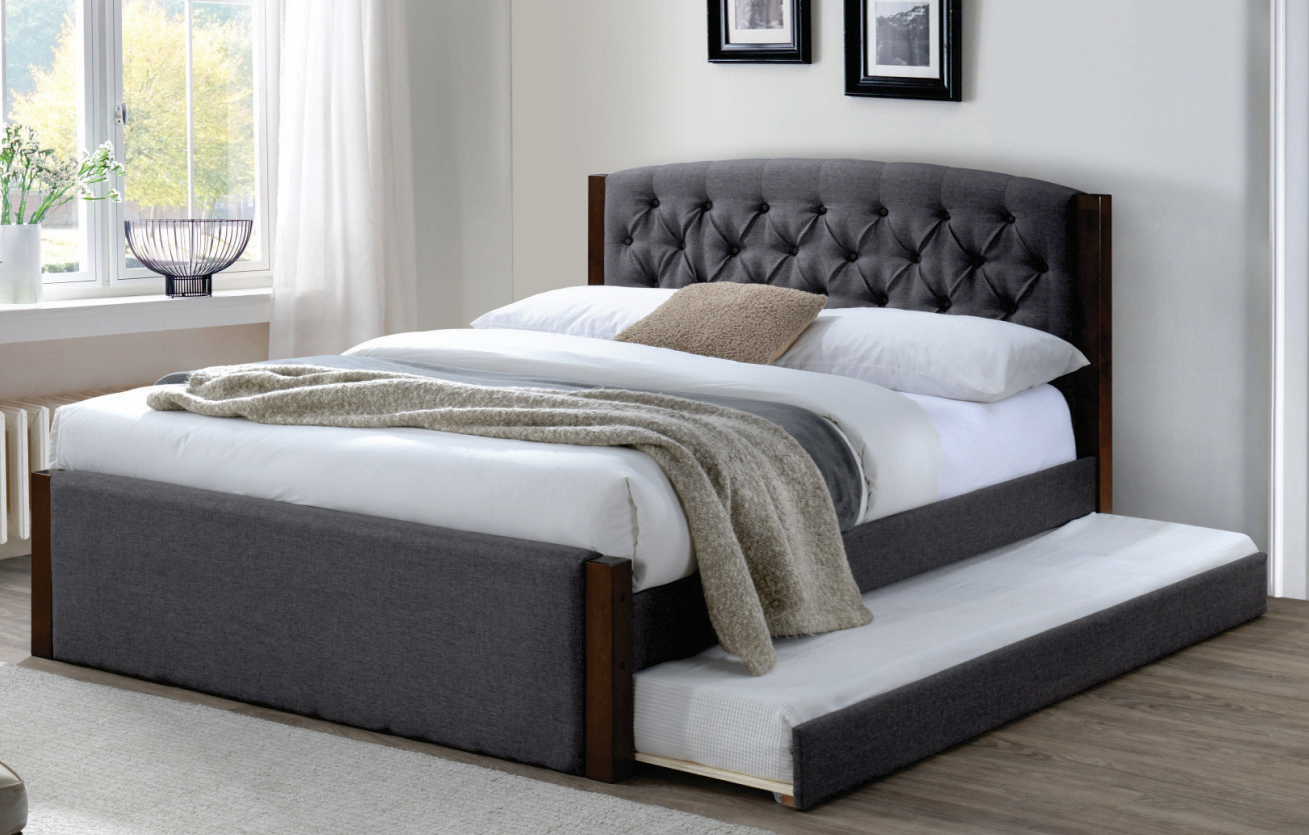 GRANT - Modern Upholstered Bed with Pull-Out Trundle