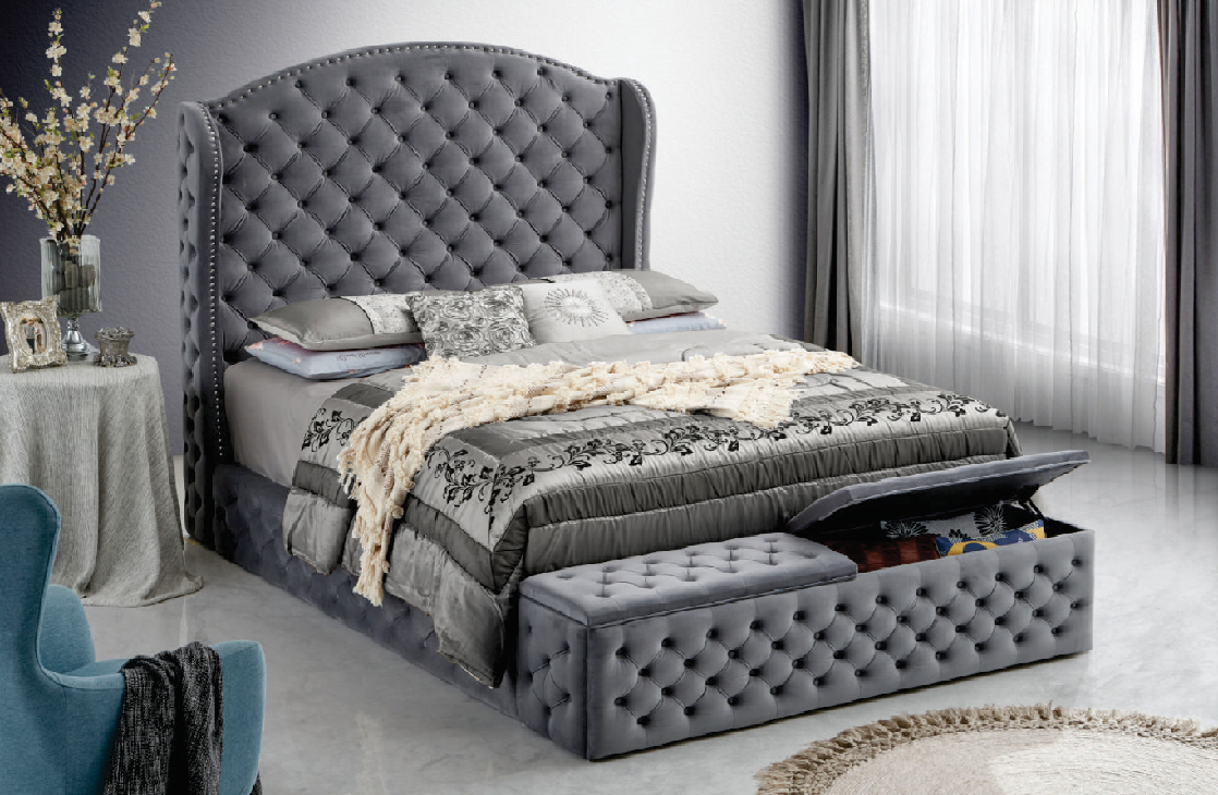JESSY - Elegant Upholstered Bed with Storage