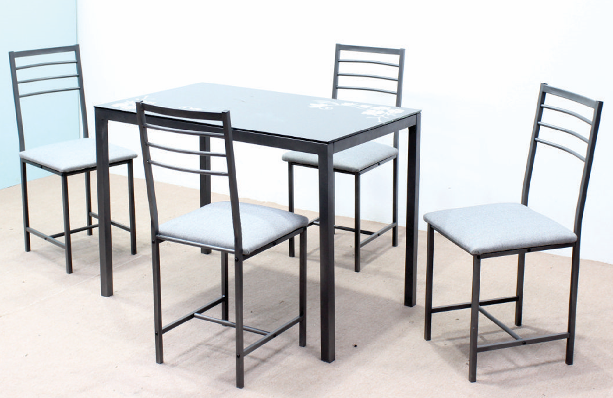 TAYLOR - White Glass Top Dining Table Set