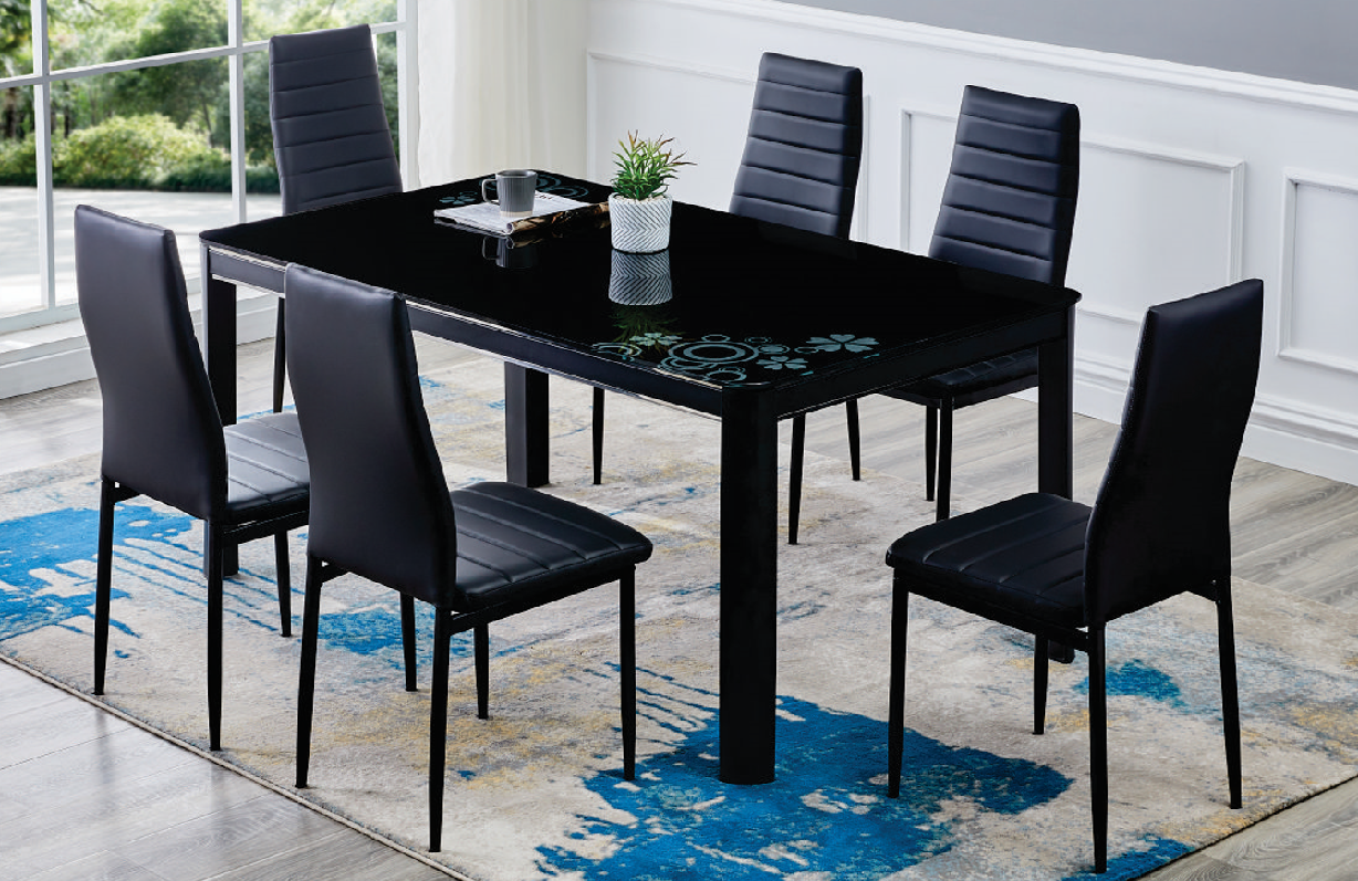 XYLINA - Modern Black Dining Table Set