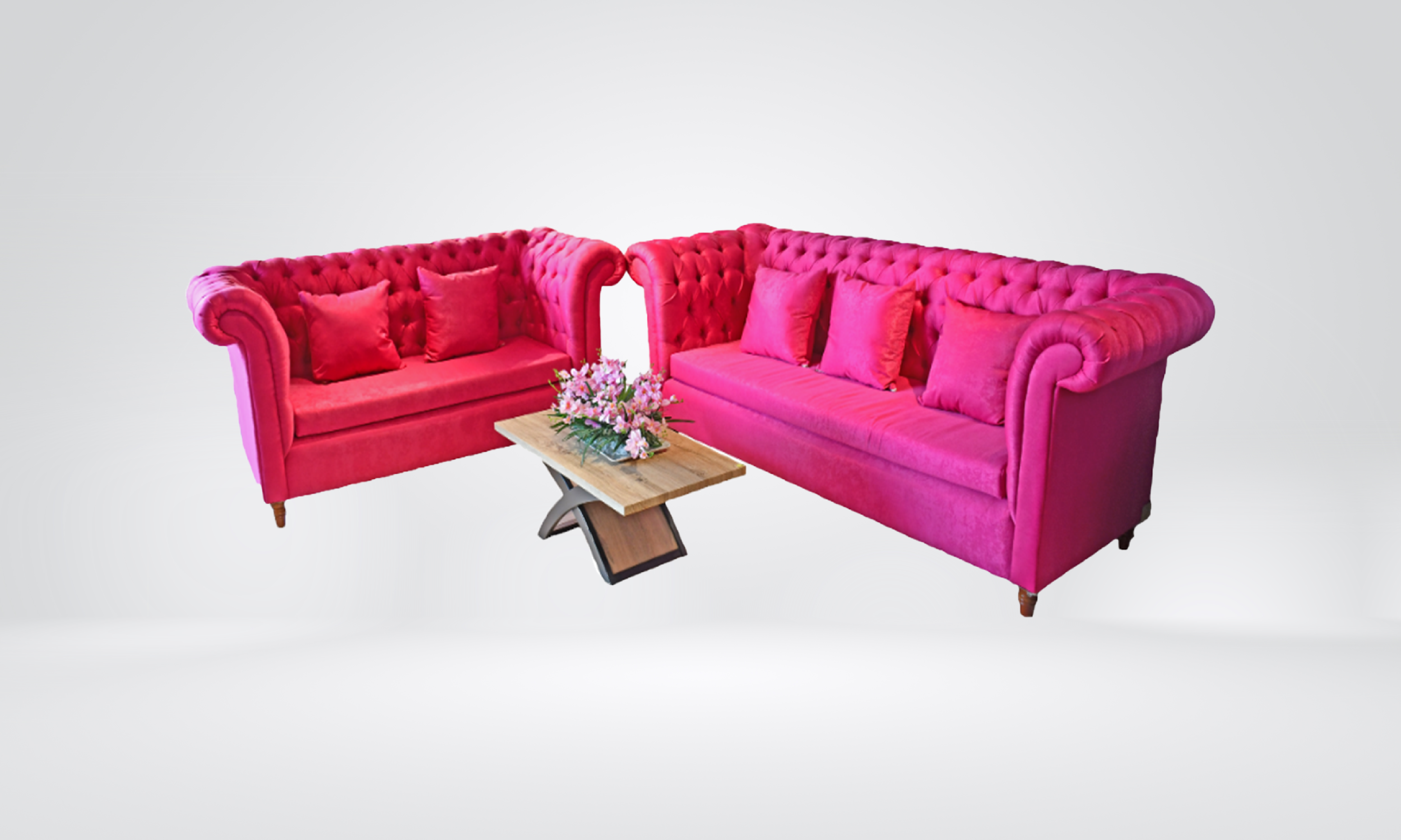 AMON 32 - Pink Velvet Sofa Set