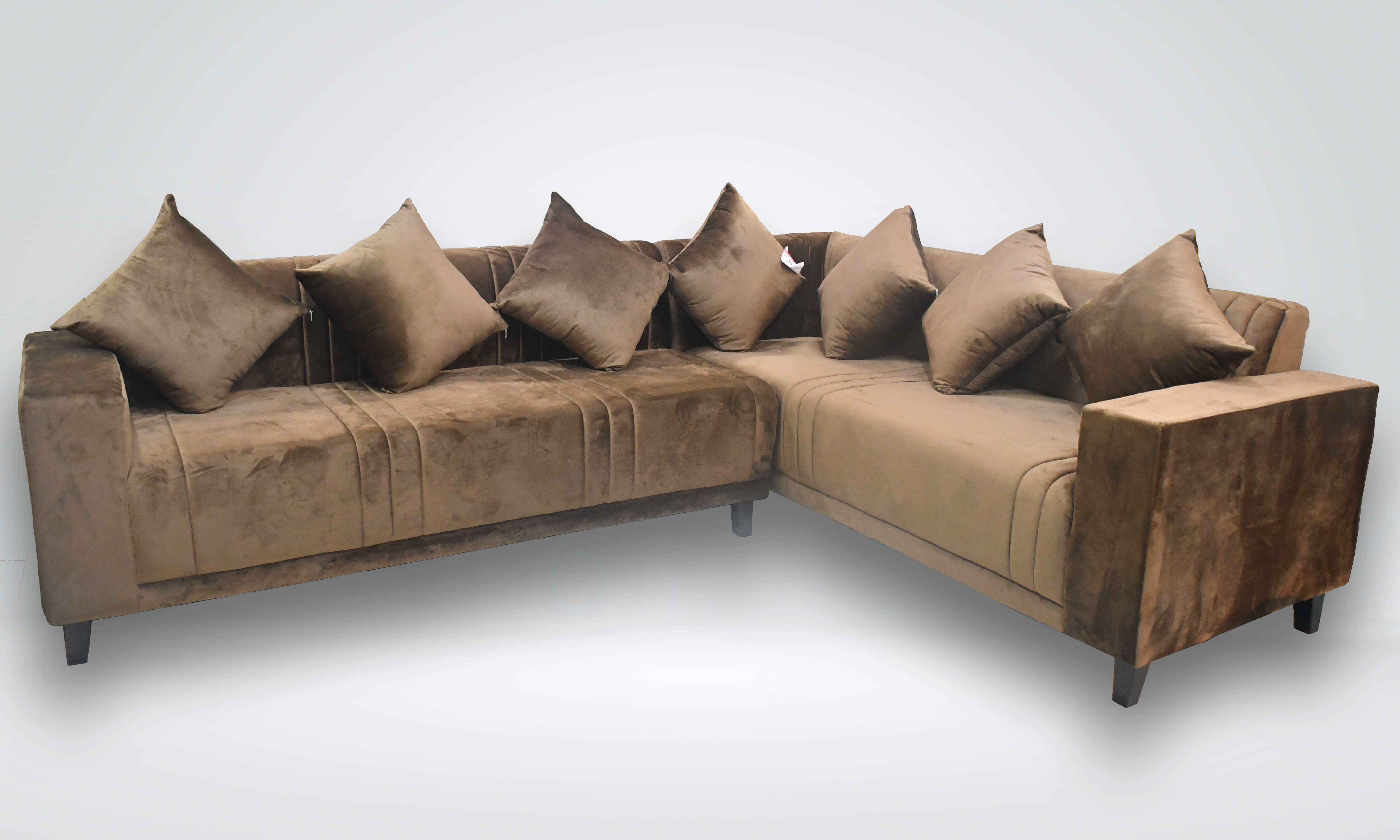 ATHENS - L-shaped brown velvet sectional sofa
