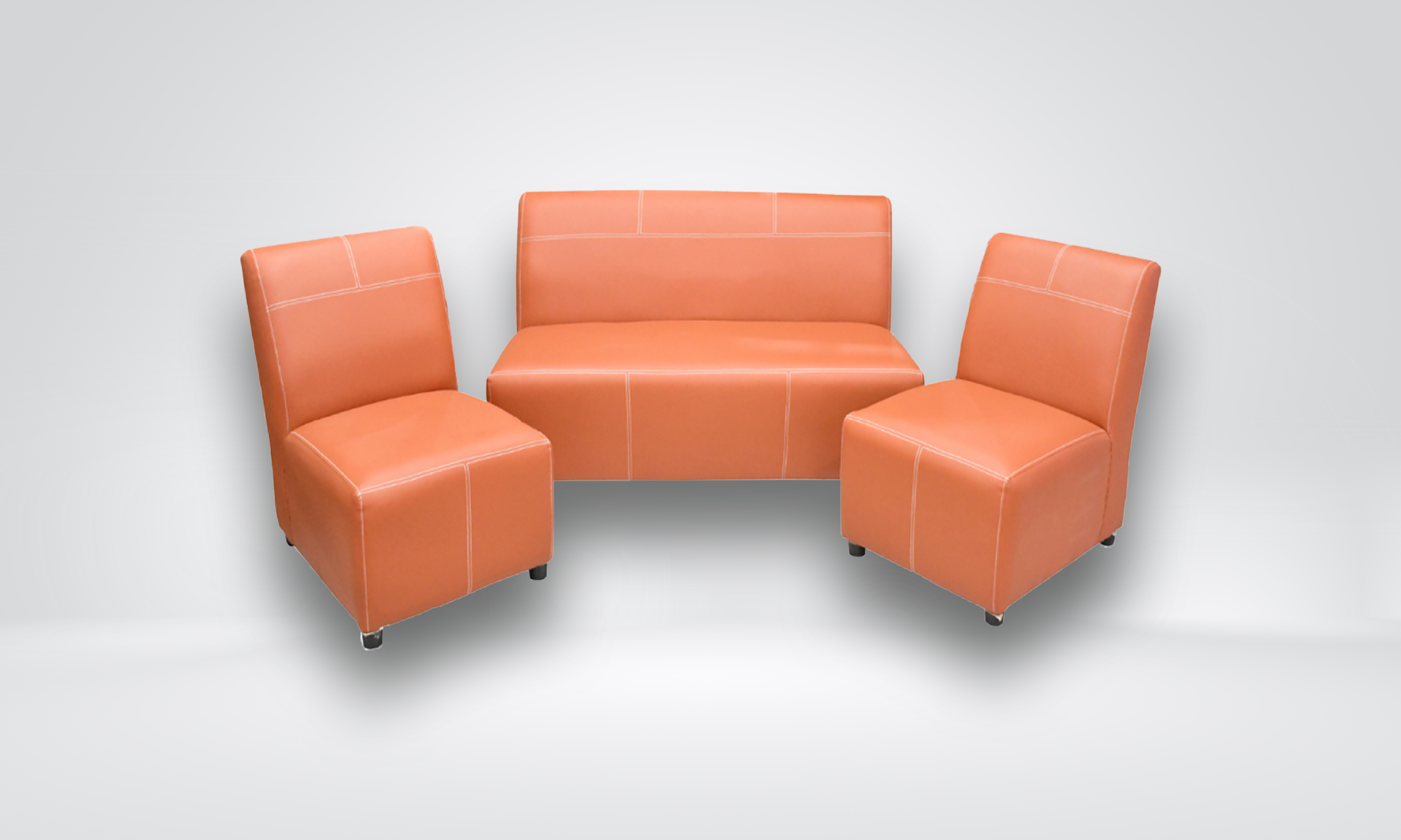 DIANA - Orange Leather Sofa Set