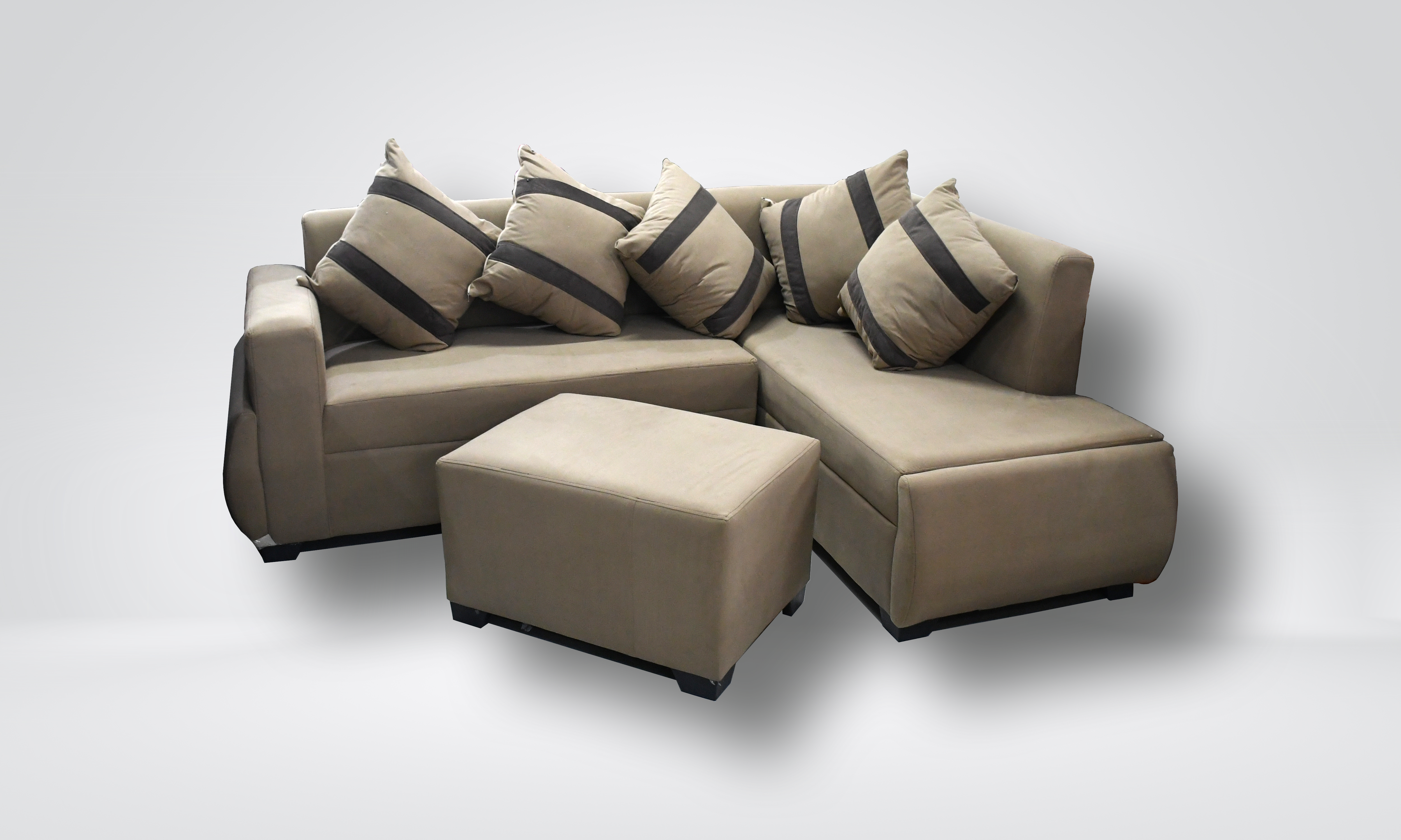 EPHRAIM JR L-shaped Beige Sofa with Ottoman