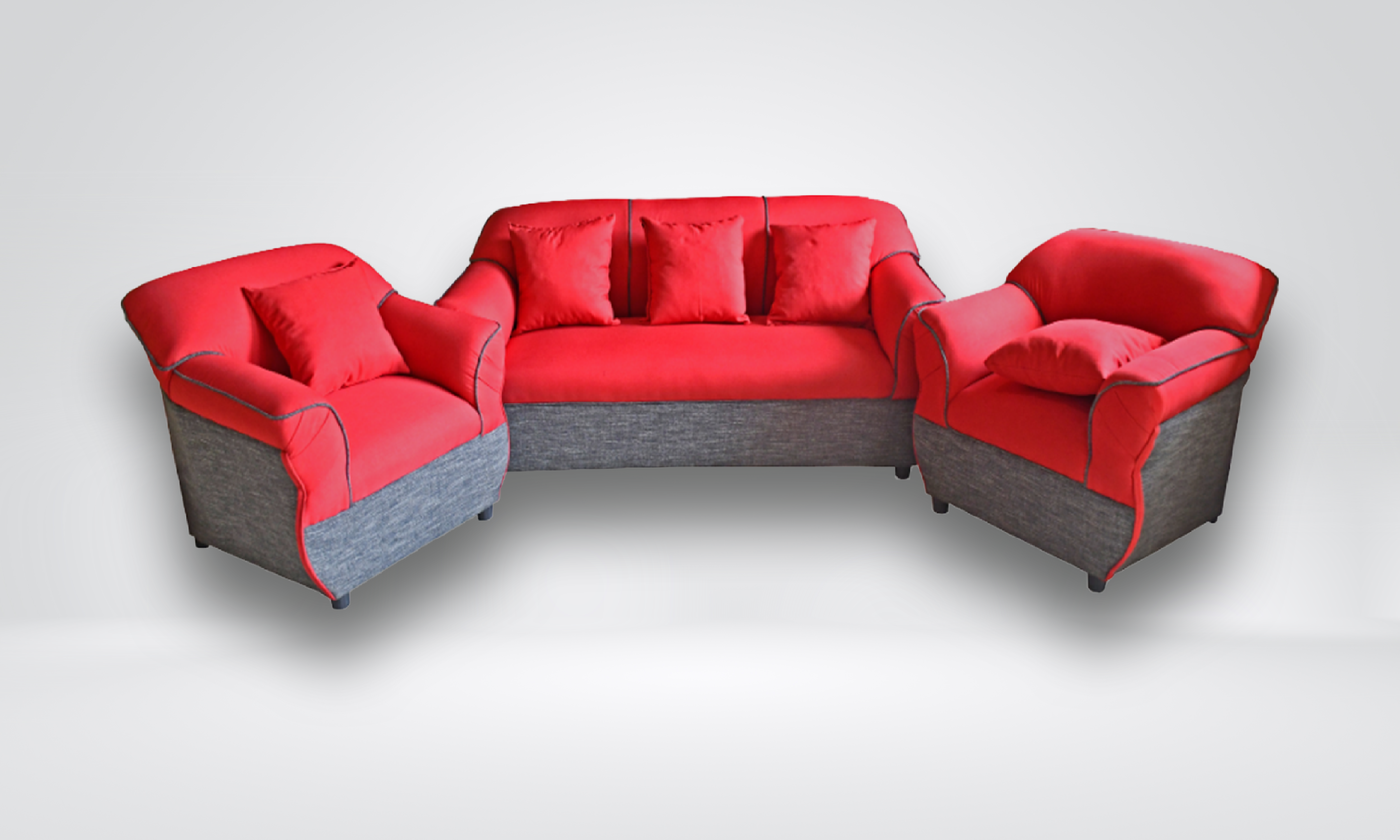 JACOB - Red and Gray Sofa Set