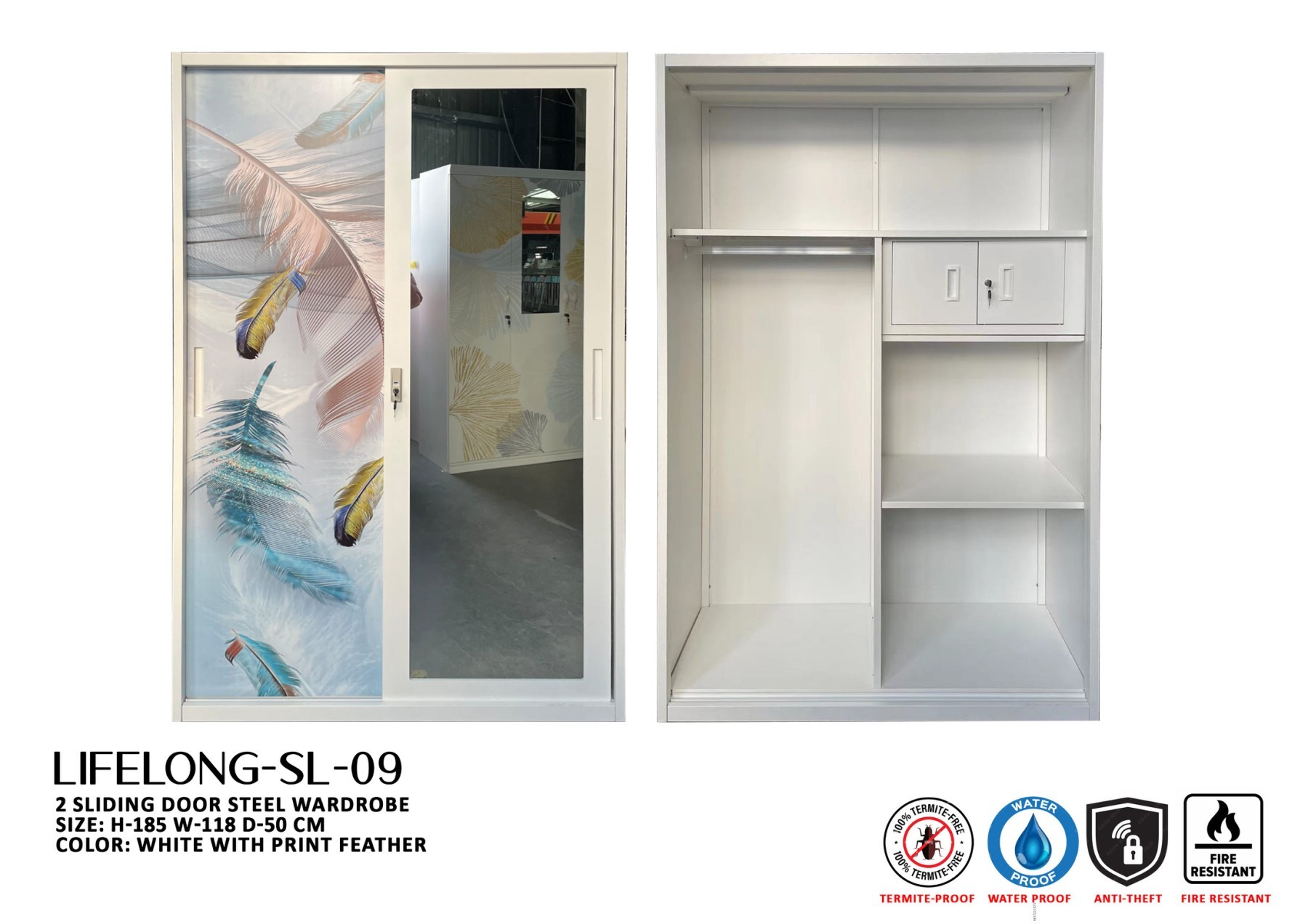 WARDROBE LIFELONG SL-09 2DOORS SLIDING
