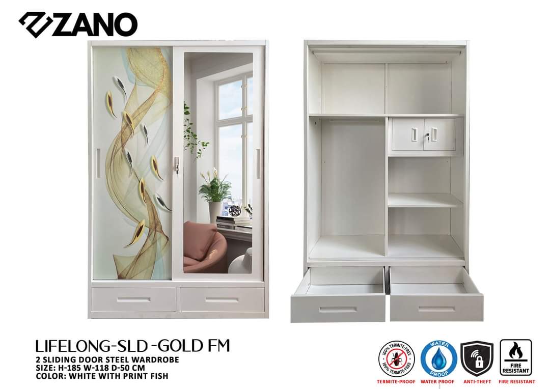 WARDROBE LIFELONG SLD-GOLD FM 2 DOORS SLIDING