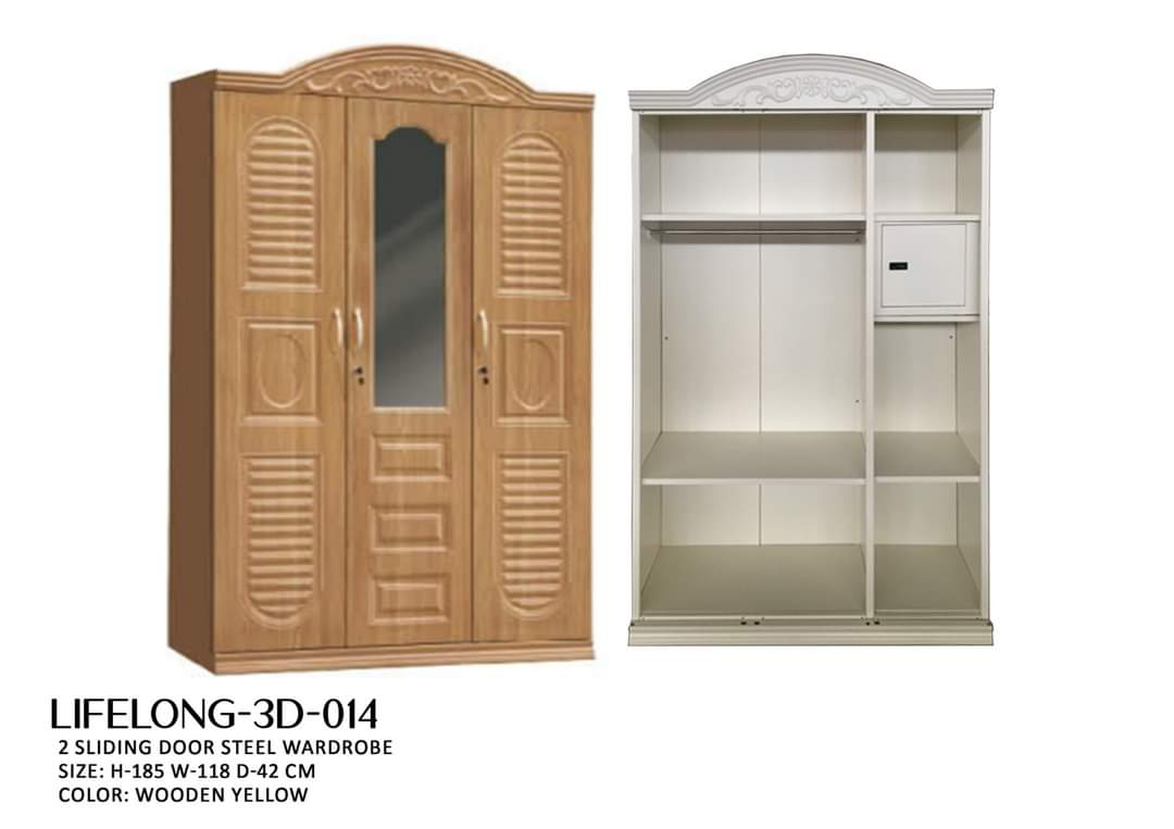 WARDROBE METAL LIFELONG-3D-014 3 DOORS WOODEN YELL