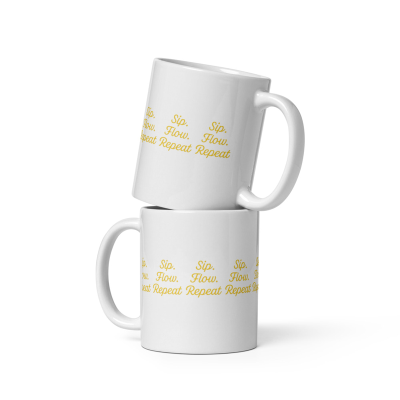 Sip Flow Repeat White glossy mug