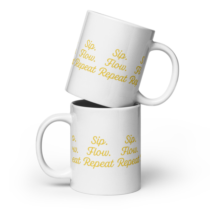 Sip Flow Repeat White glossy mug