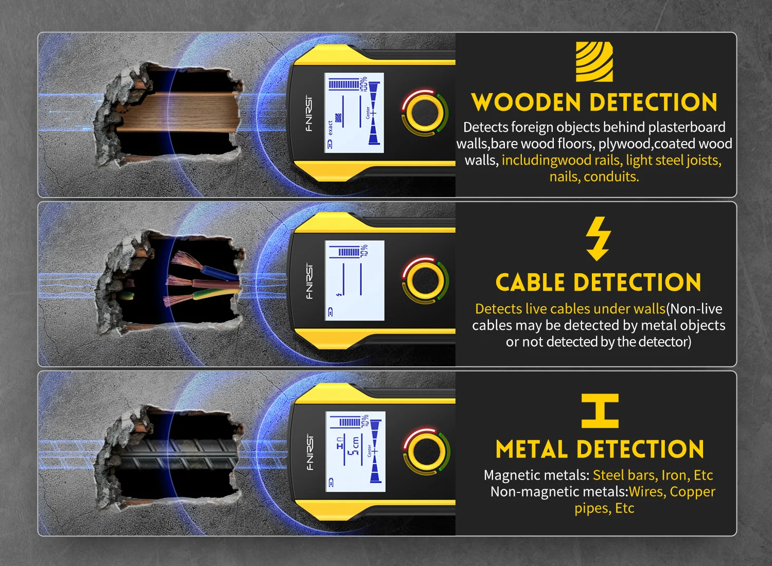 Detetor de Metais/Madeira/Fios Elétricos (Ferramenta Essencial)