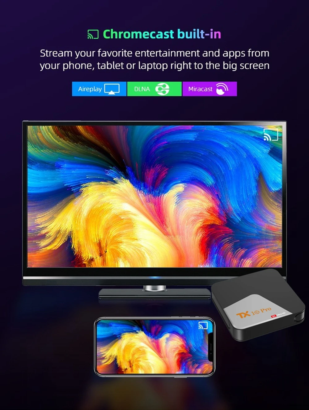 Streaming TV / Media Player Android13 - 4k - Dual Wifi - Bluetooth