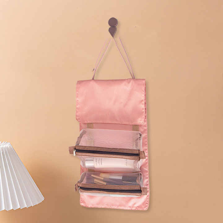 Roll Up Large Capacity Portable Mesh Travel Washing Makeup Storage Cosmetic Bag