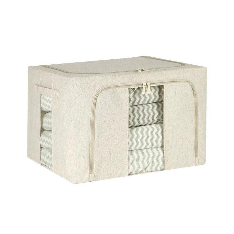 Cotton Linen Folding PP Washable Bedroom Storage Box with Steel Frame