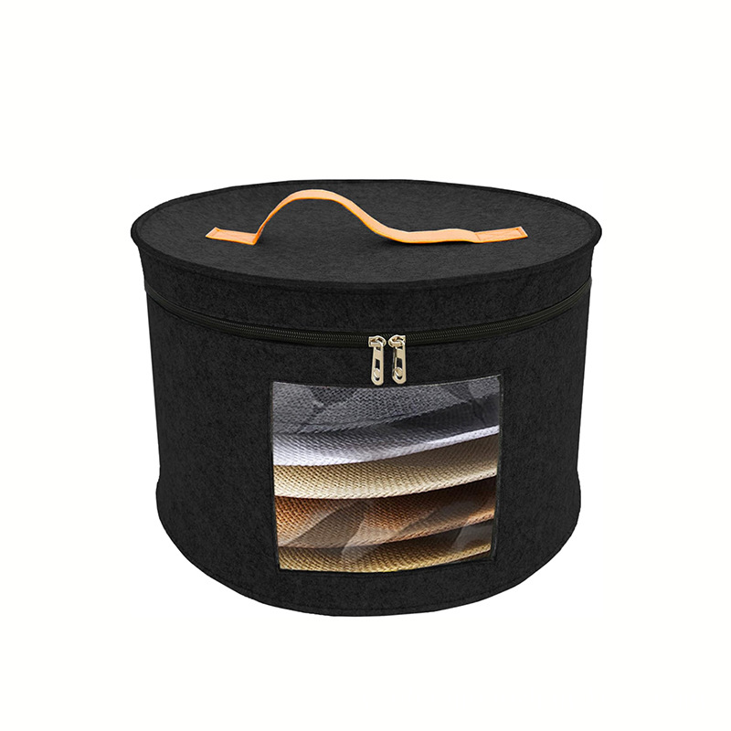 Hat Container Portable Felt Folding Round Cap Holder Bag