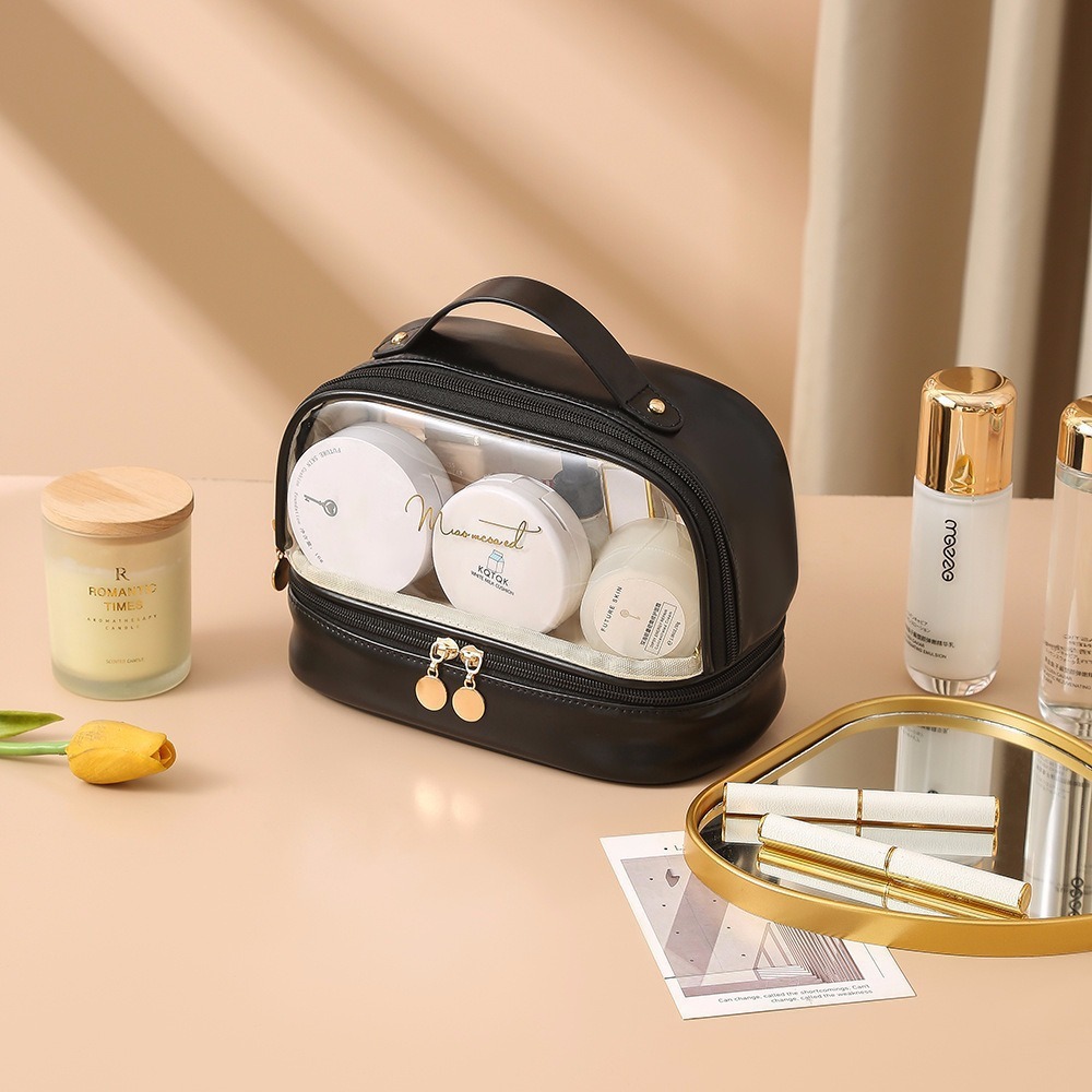 Double-layer transparent cosmetic bag waterproof wash bag