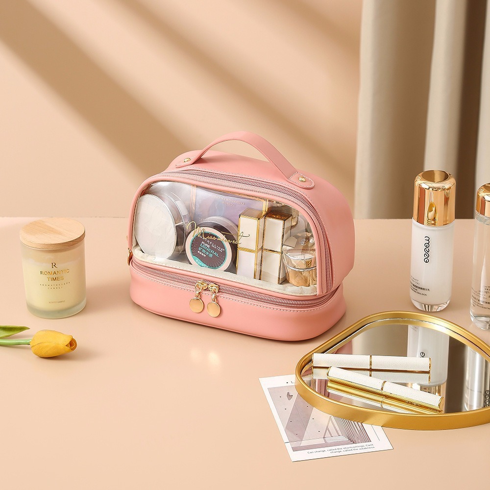 Double-layer transparent cosmetic bag waterproof wash bag