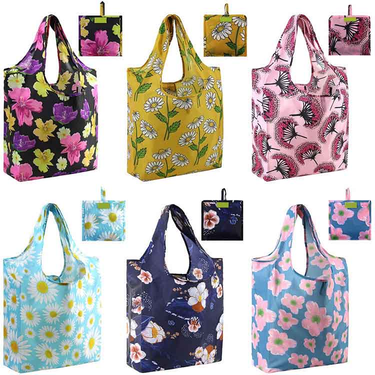 Printing LOGO polyester square folding shopping storage bag