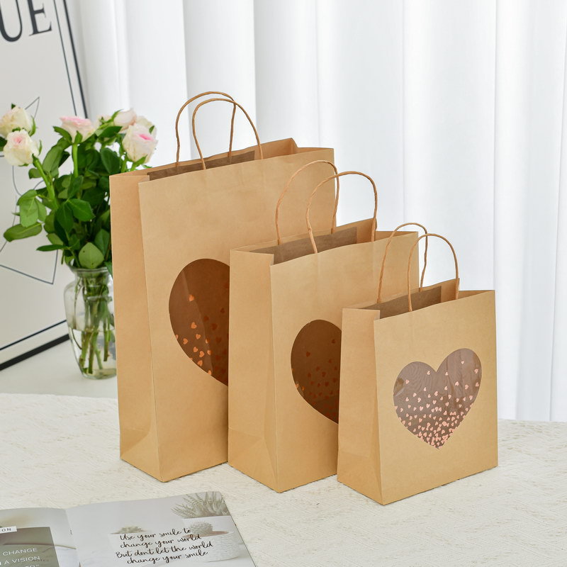 Creative kraft 10 pcs paper windowed gift bag