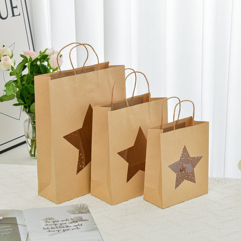 Creative kraft 10 pcs paper windowed gift bag