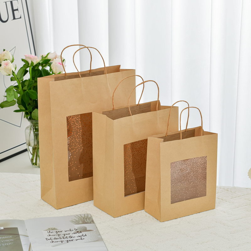 Creative kraft 10 pcs paper windowed gift bag