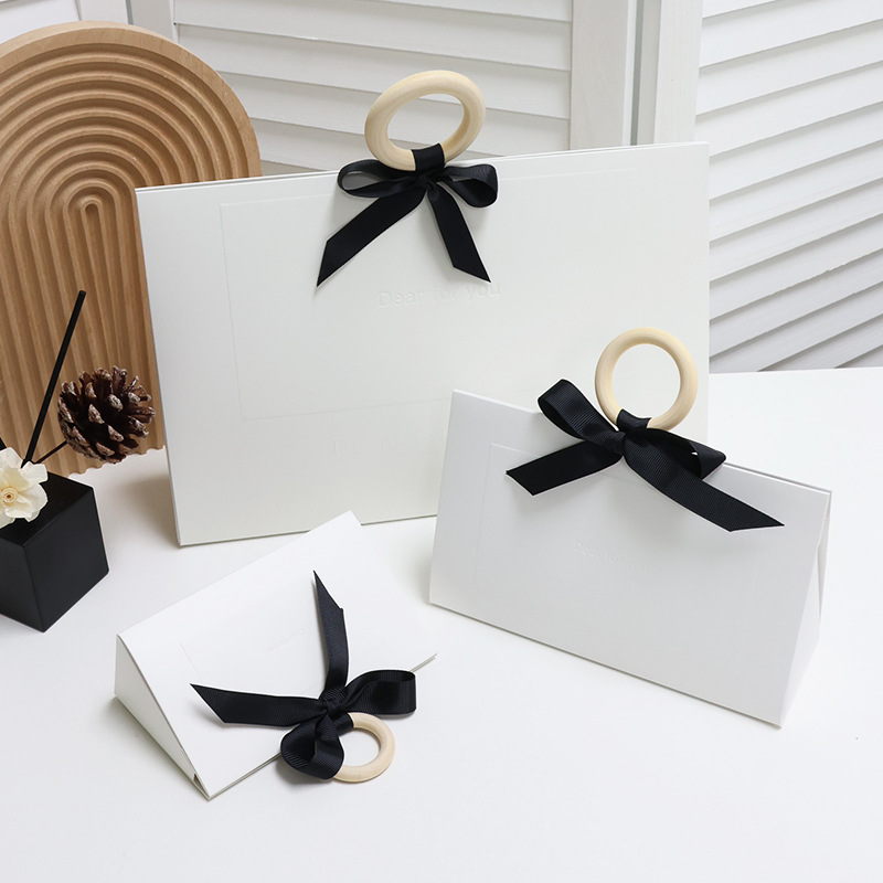 Customized wooden ring handle gift box paper boxes