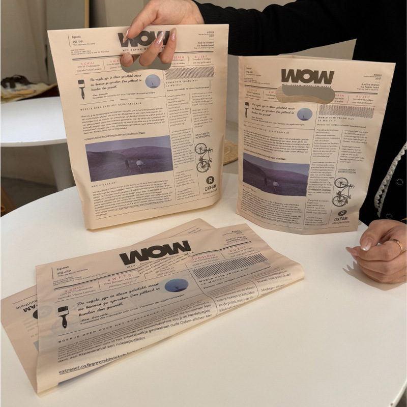 English newspaper style 10pcs plastic tote bags