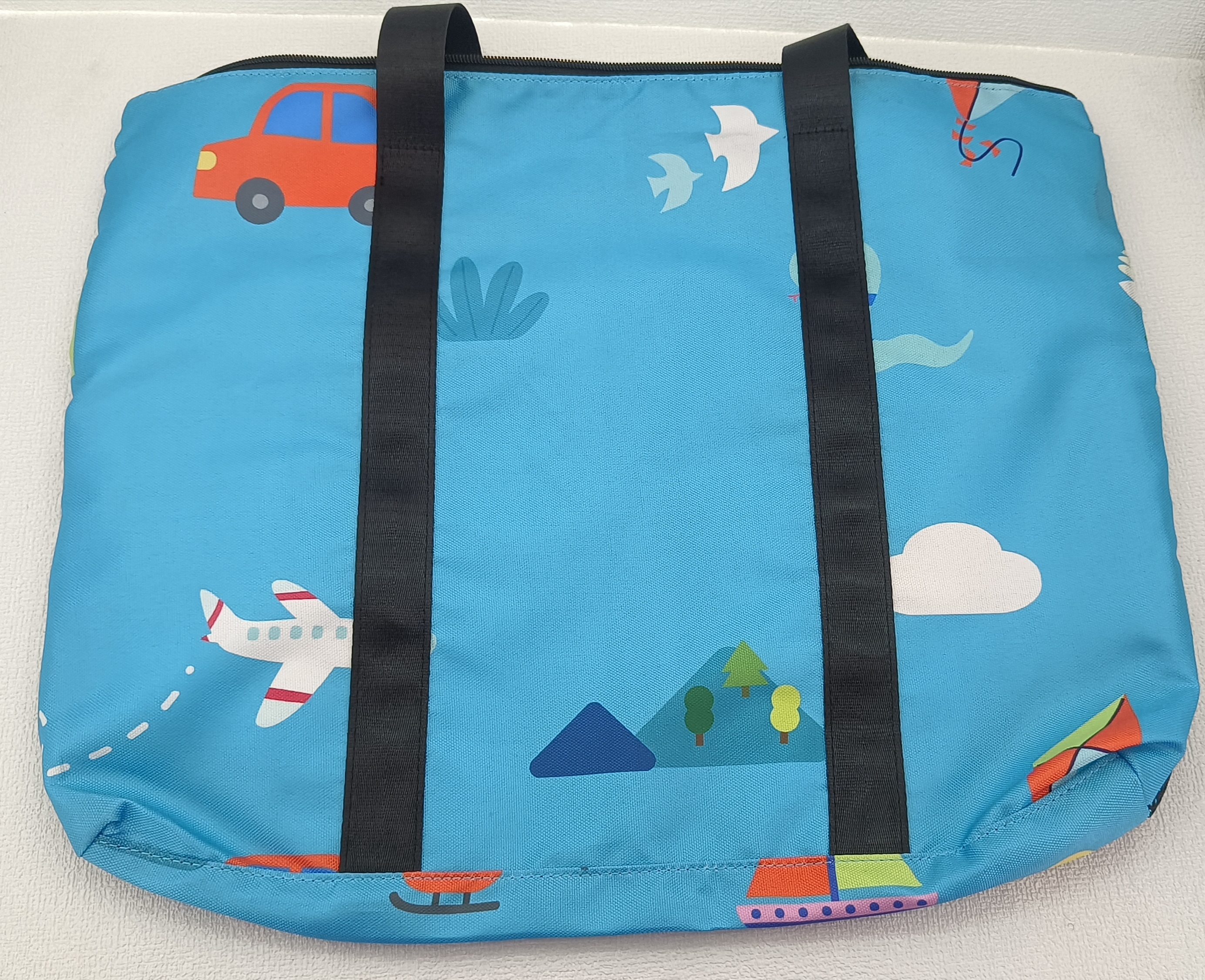 Waterproof Oxford Shopping Tote Bag with Mesh Pockets