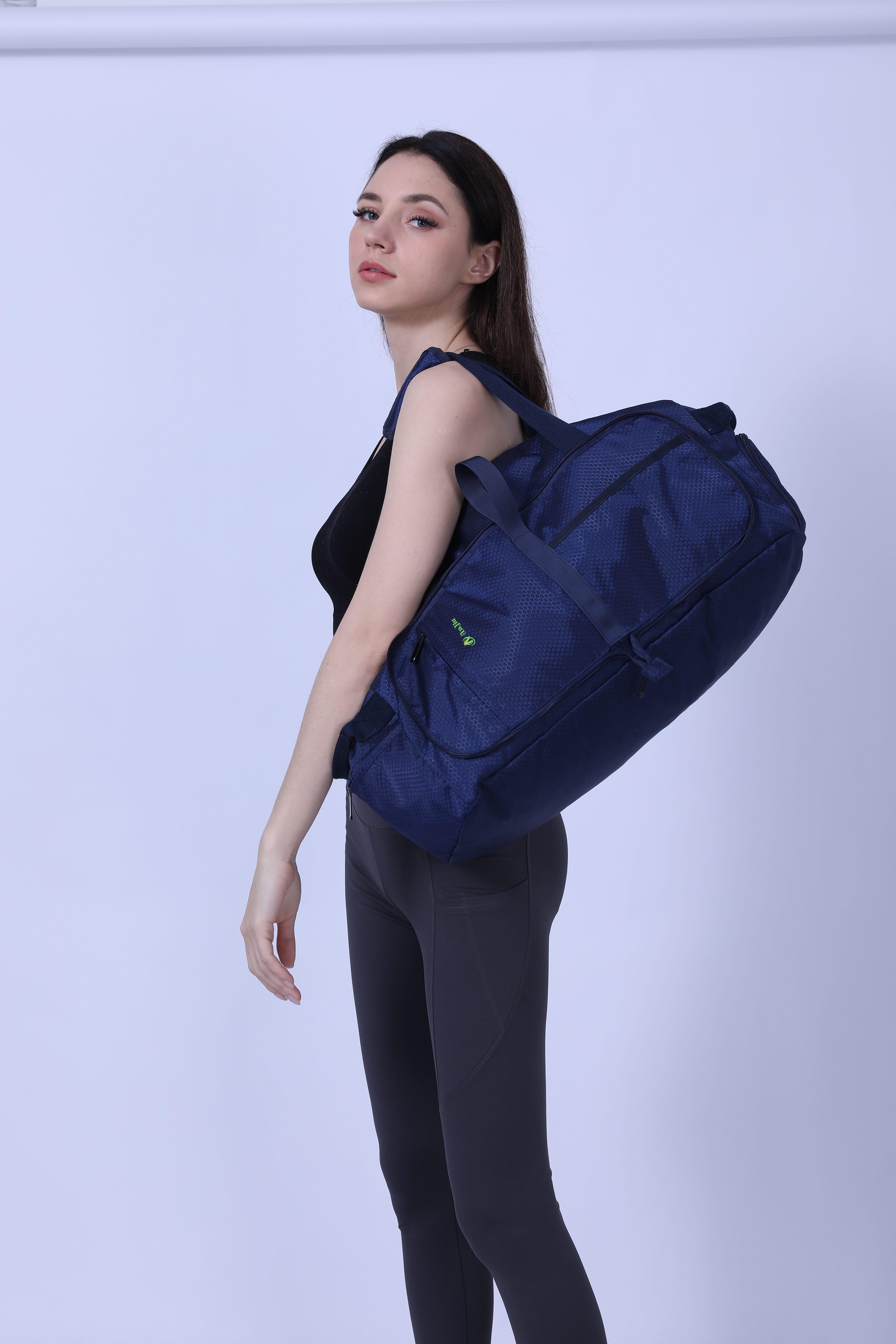 Diamond Grid Cloth Packable Travel Duffle Bag