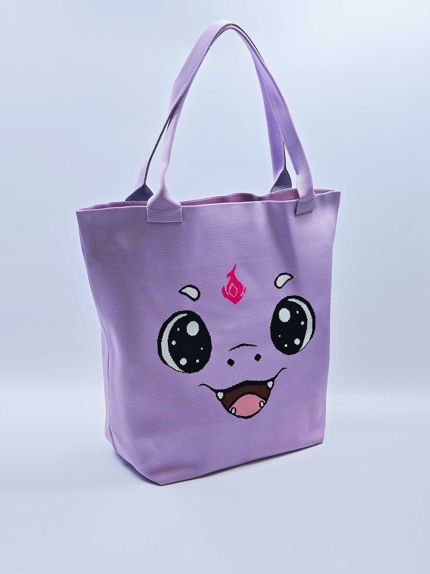 Thickened knitted large capacity solid color smiley tote bag