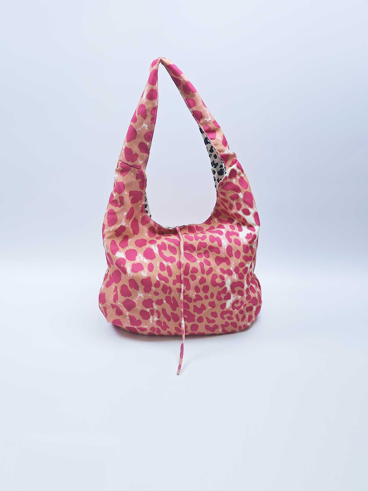 Retro leopard print canvas shoulder bag for commuting