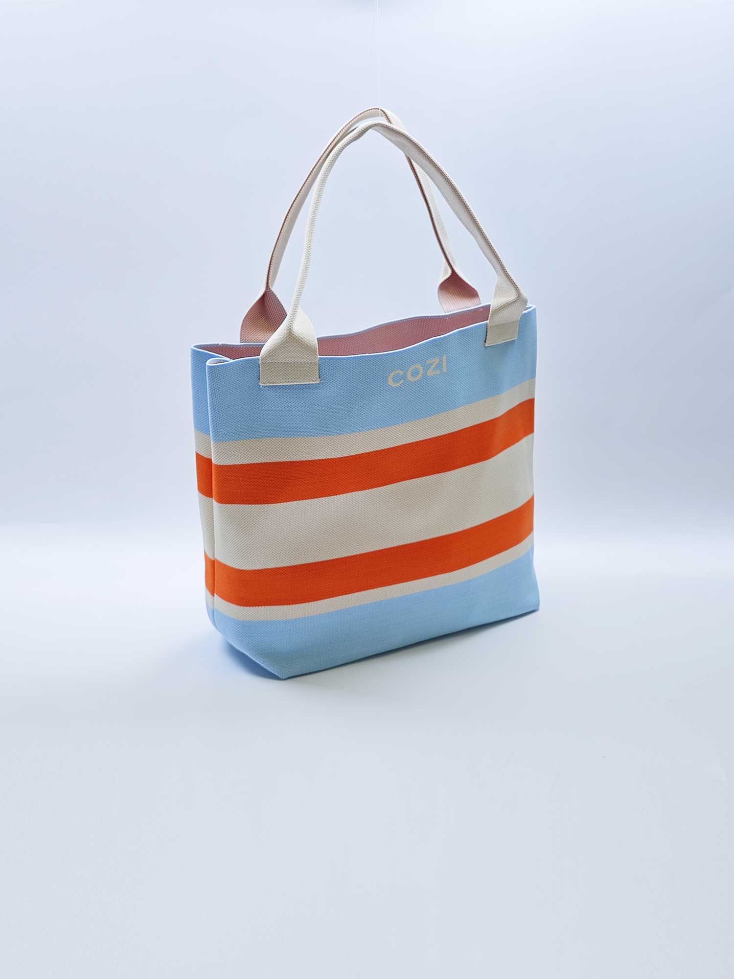 Portable bright striped  tote bag