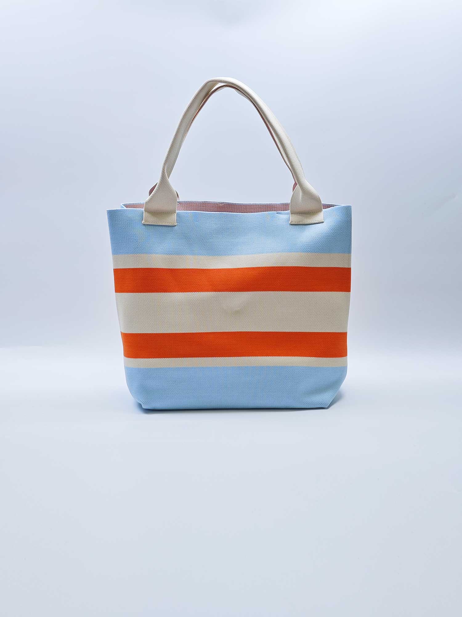 Portable bright striped  tote bag