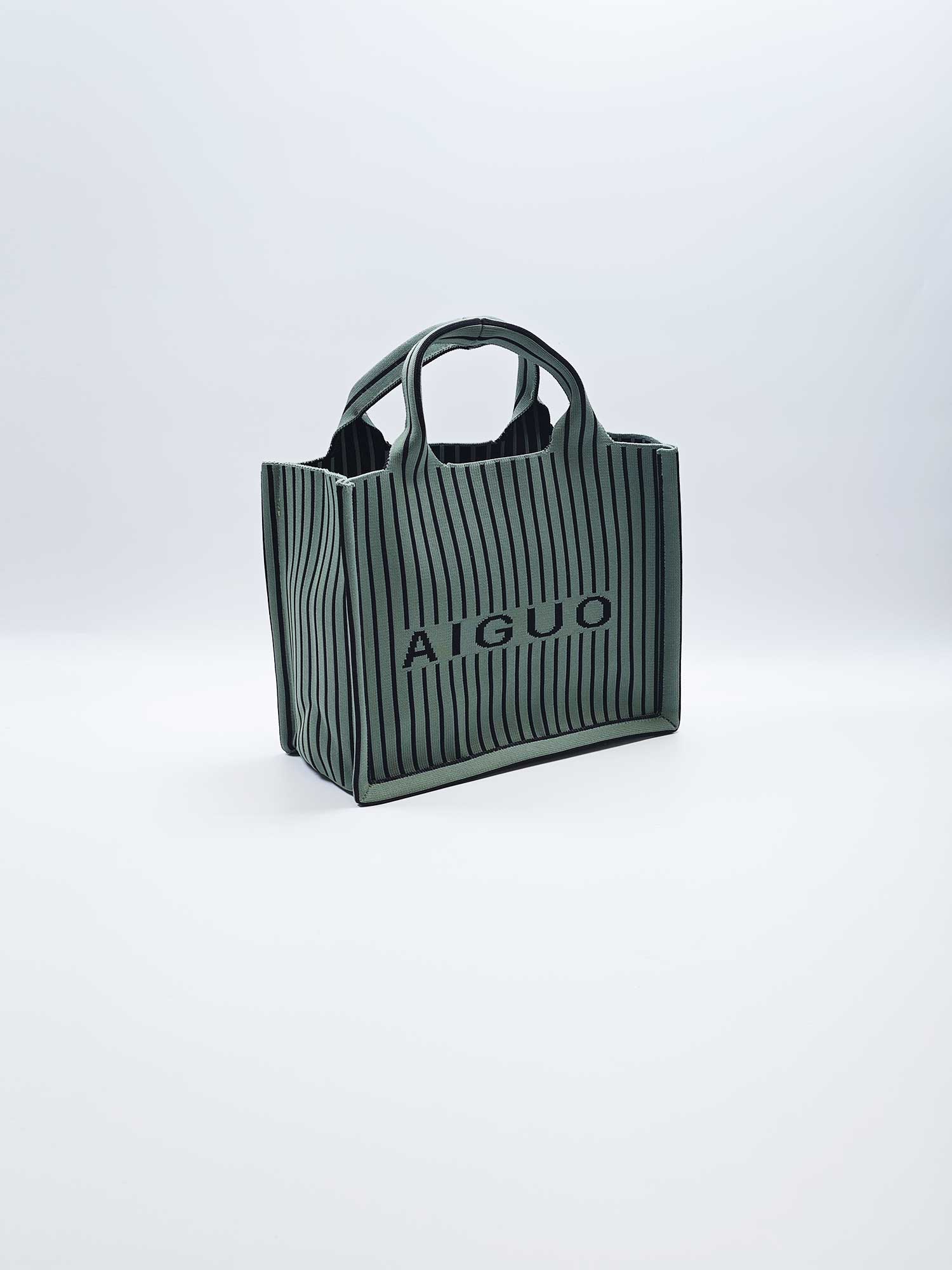 Retro geometric stripe tote bag