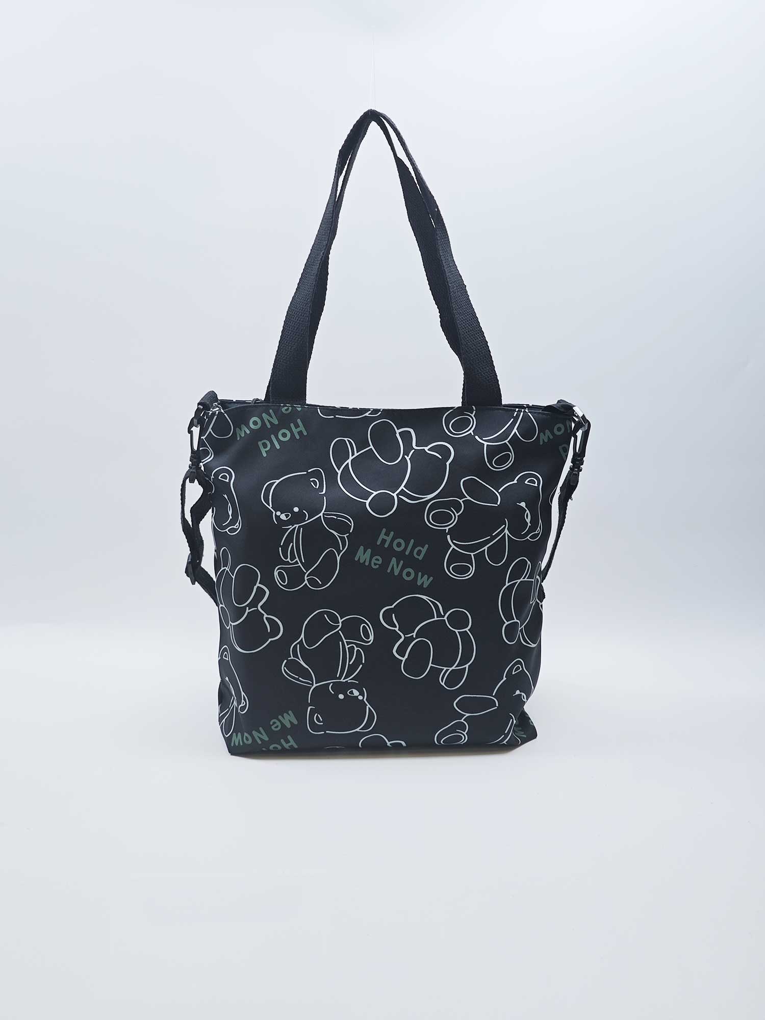 Fashion black white canvas printed tote bag