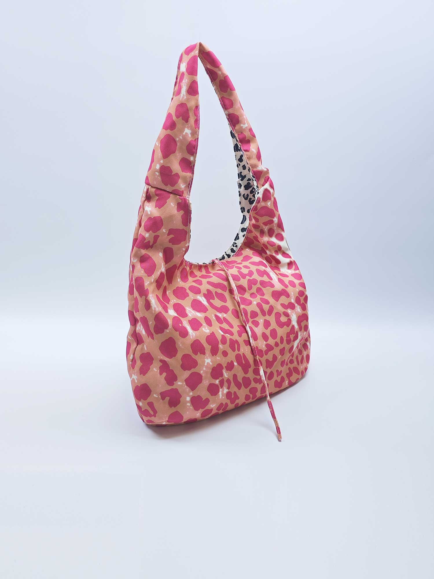 Retro leopard print canvas shoulder bag for commuting
