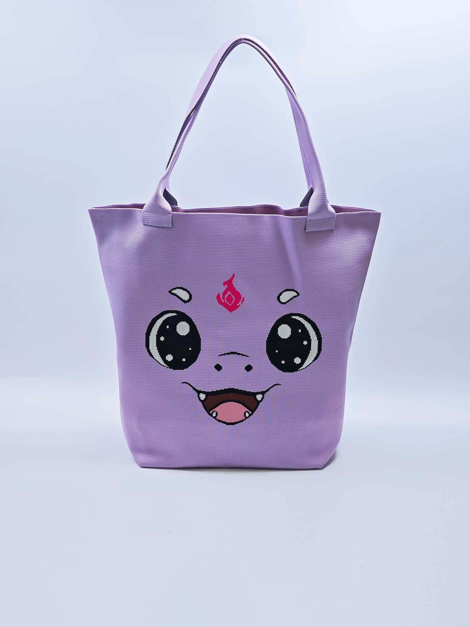 Thickened knitted large capacity solid color smiley tote bag