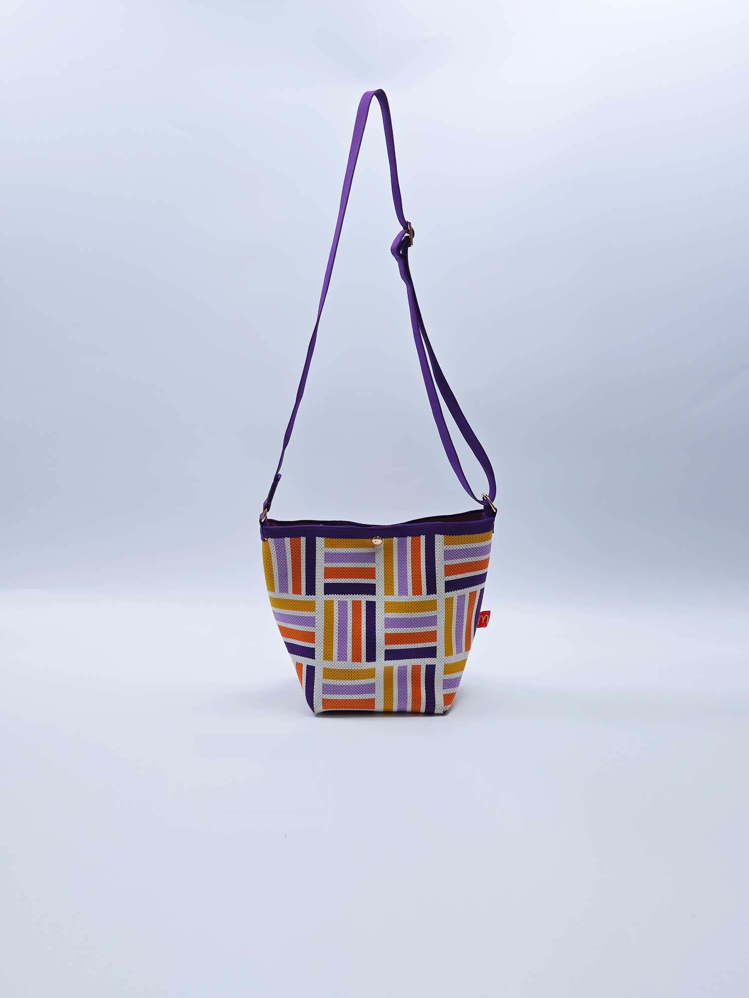Crossbody color-striped tote bag