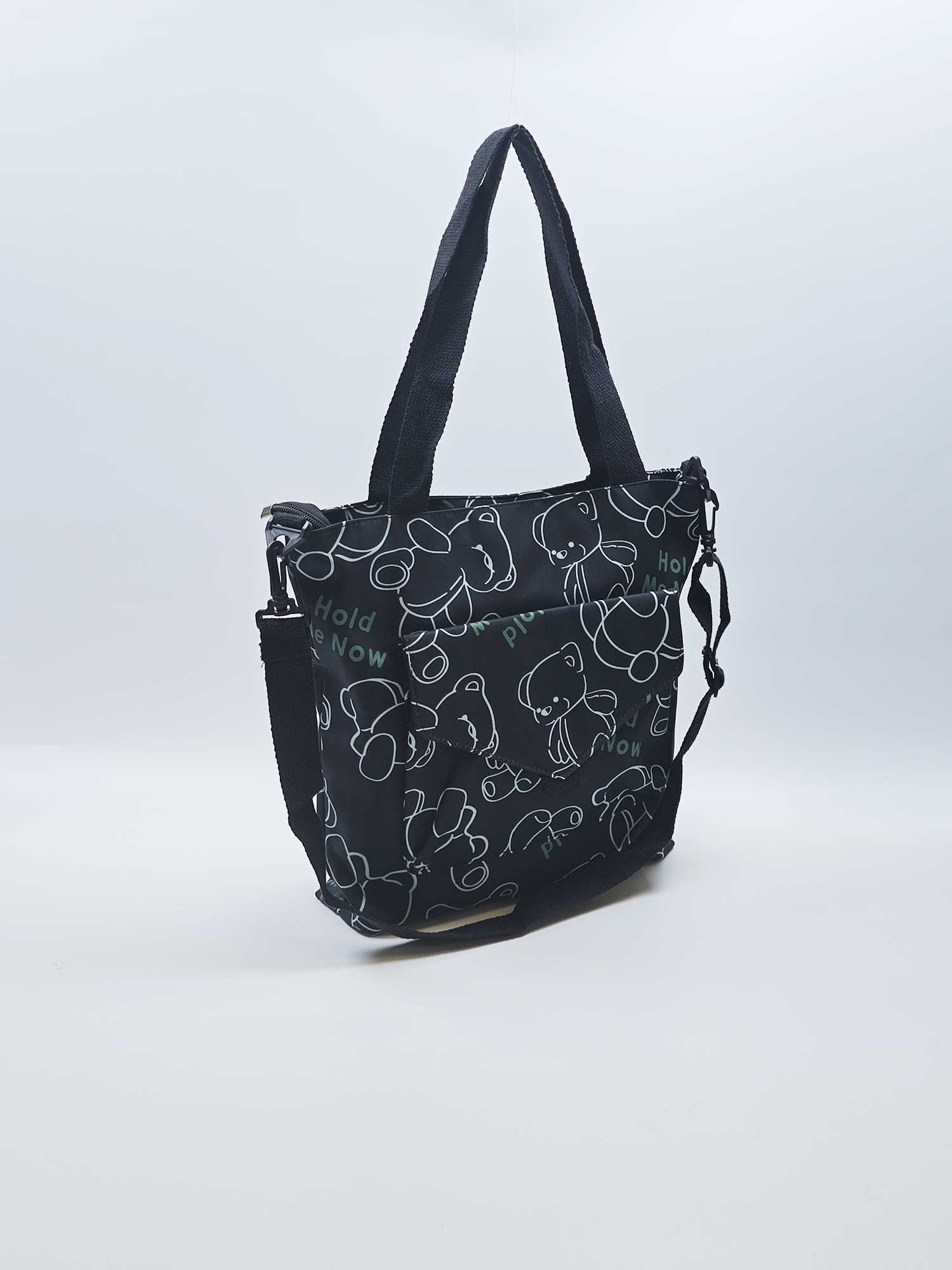 Fashion black white canvas printed tote bag