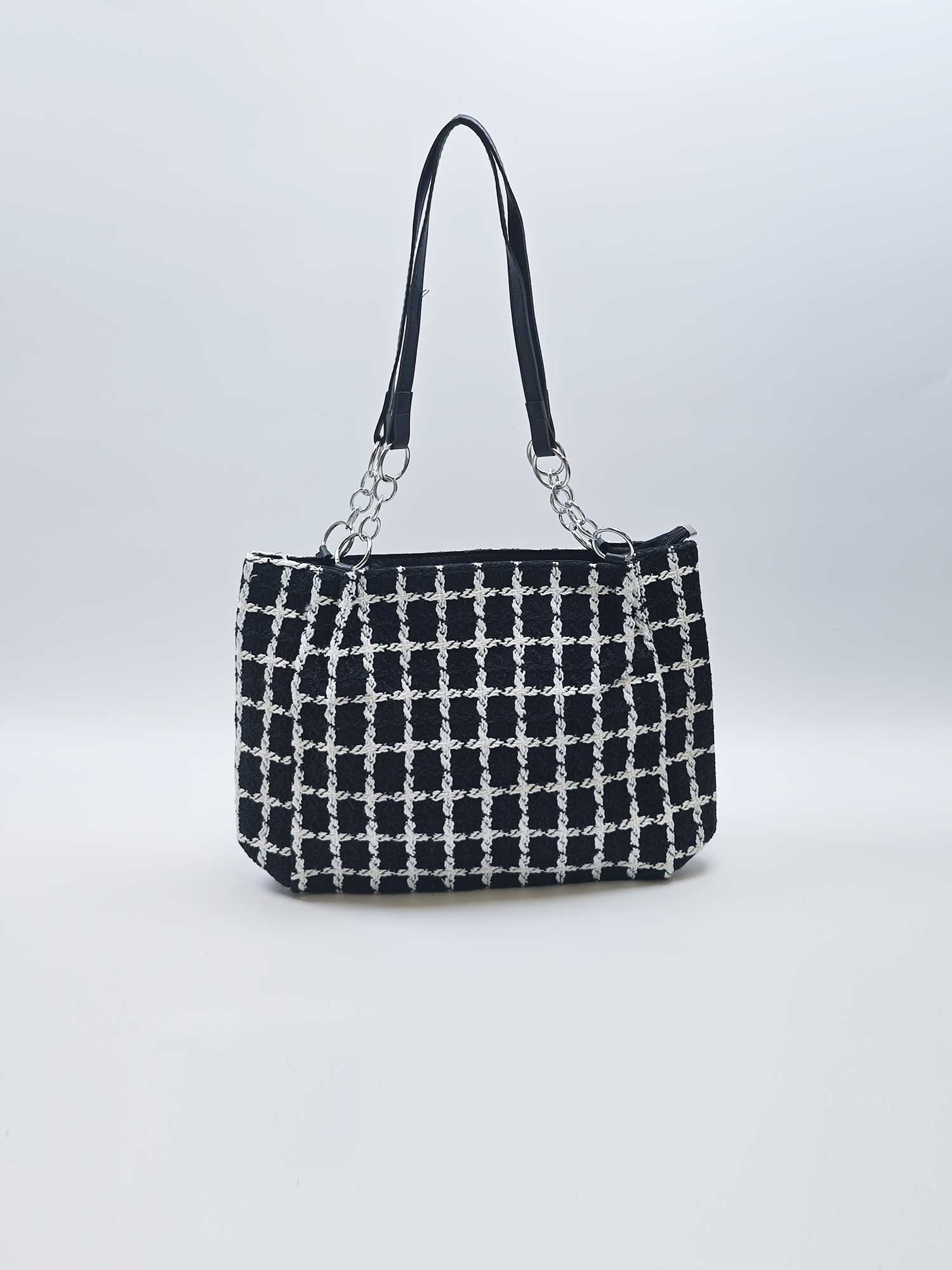 Large capacity grid casual sling shoulder bag
