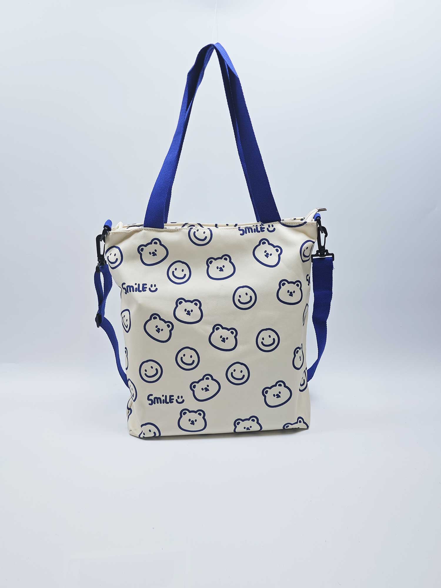 Fashion black white canvas printed tote bag